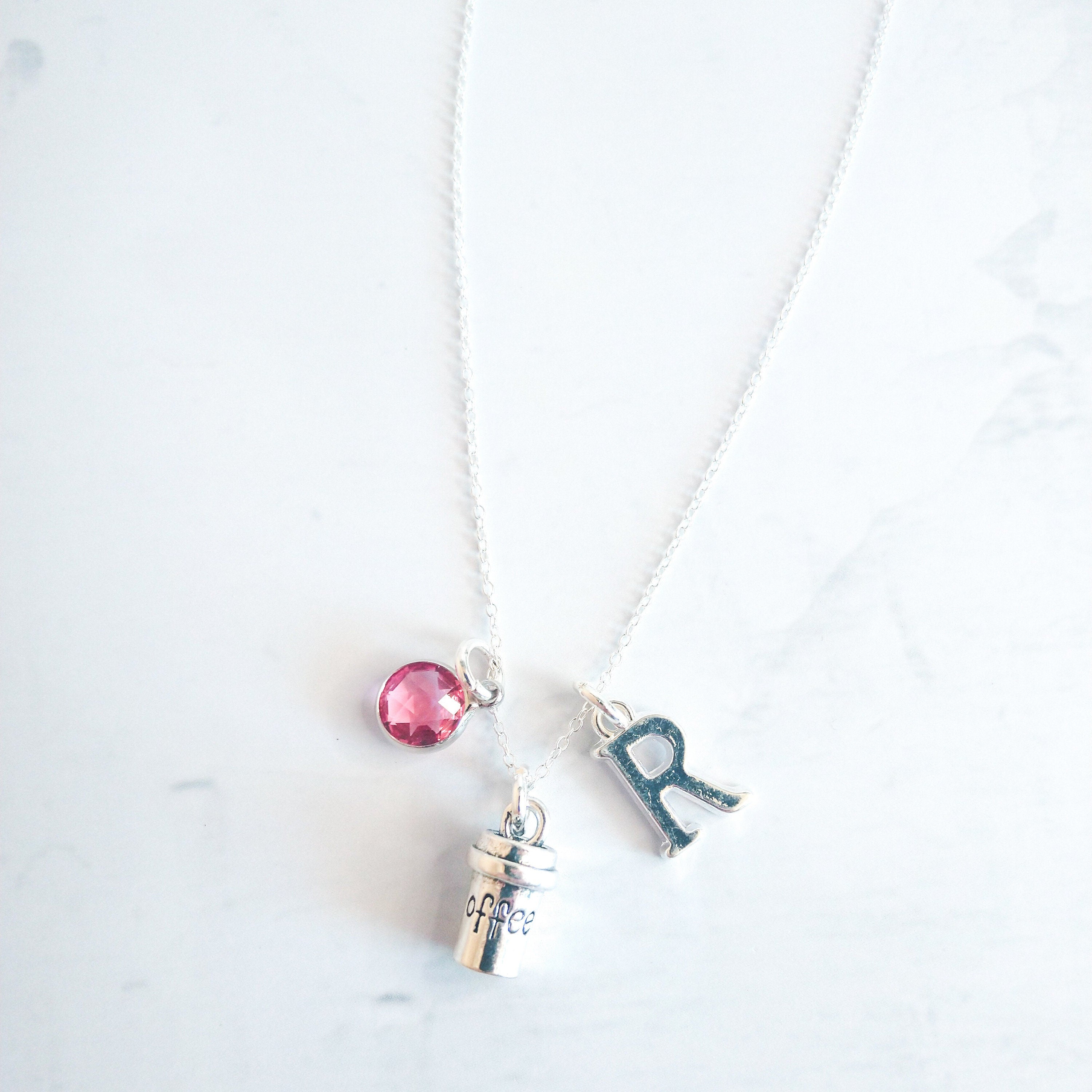 Coffee cup necklace, personalised gifts, coffee lover gift, latte fans, cappuccino  jewellery