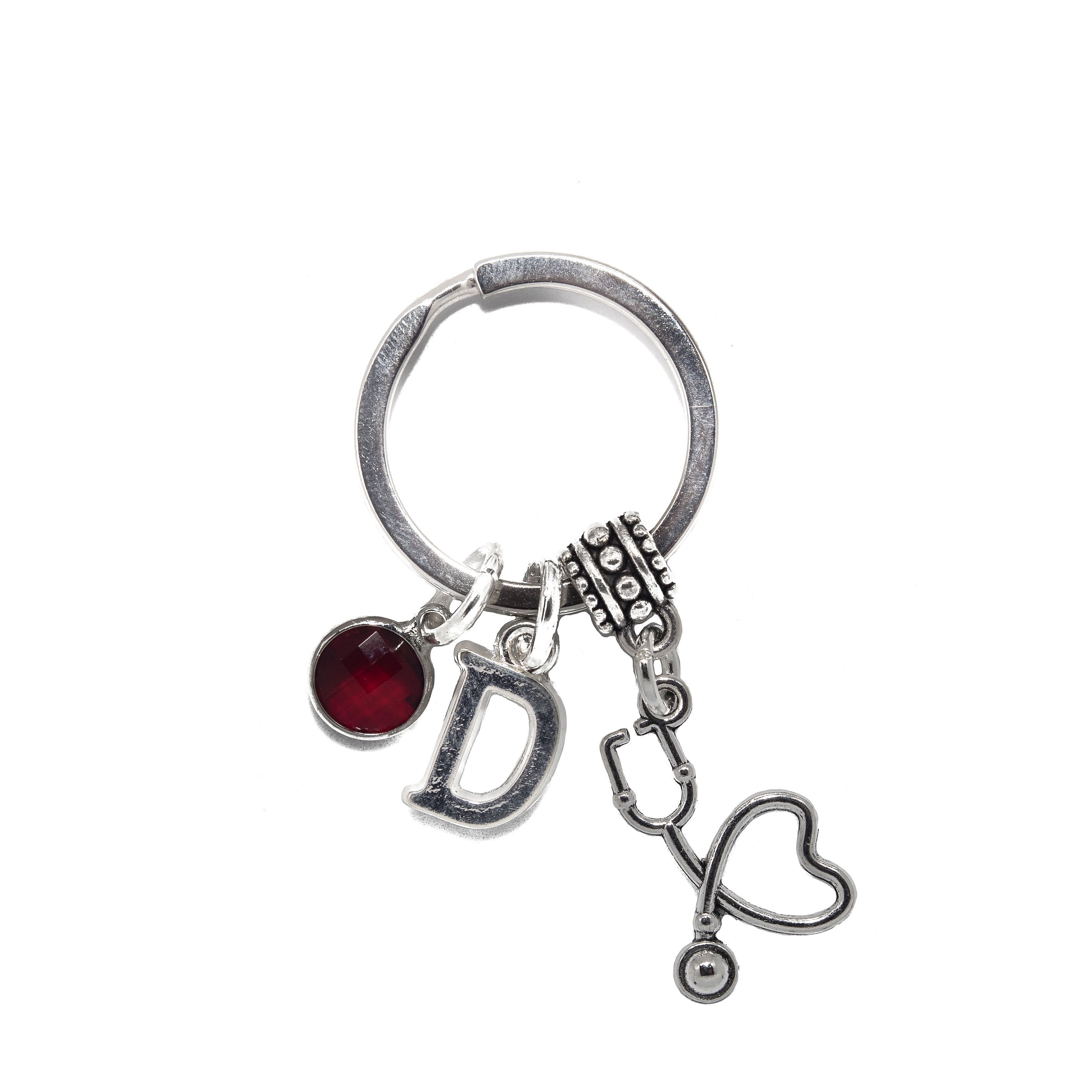 Stethoscope keyring, personalised gifts, DR keychain, trainee nurse bag charm, medical student graduate doctor, thank you present