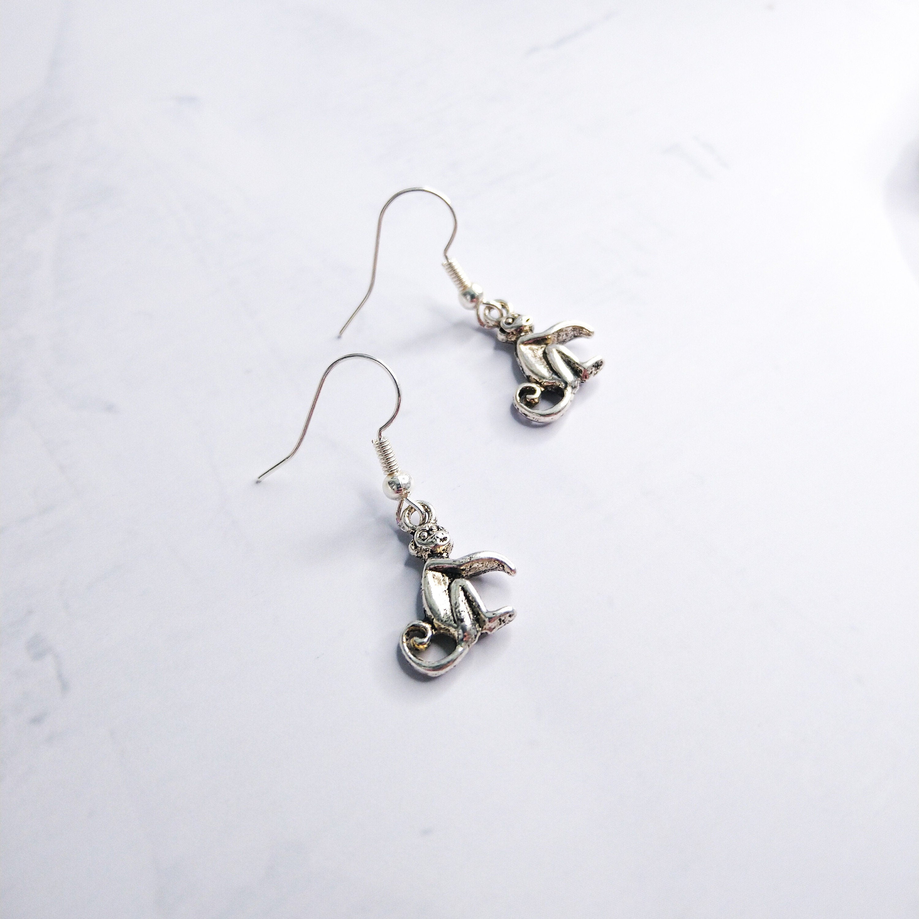 Monkey earrings, animal jewellery, 925 sterling silver hooks, monkey gifts, drop earrings, wildlife earrings