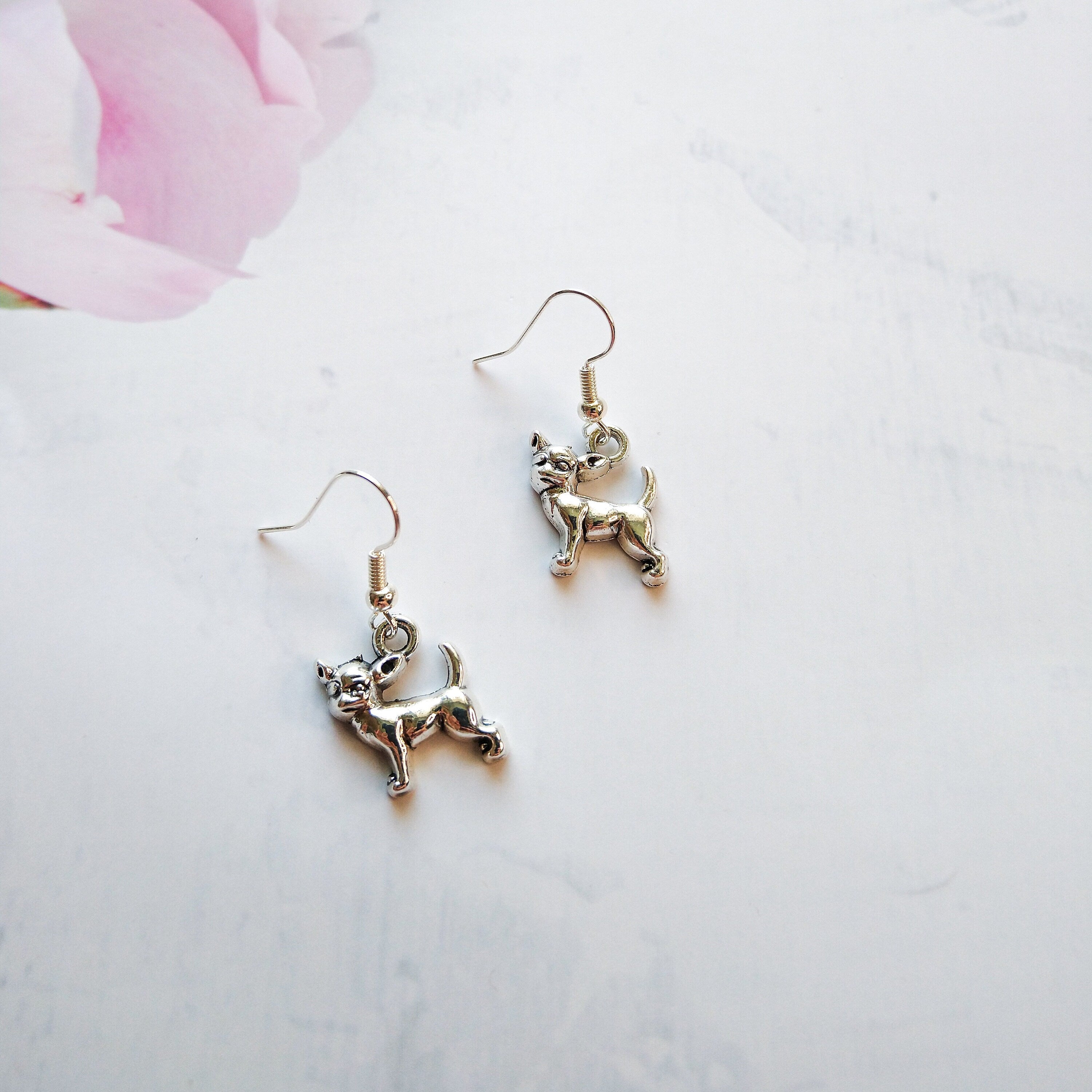 Chihuahua earrings, 925 silver ear wires, women's jewellery, dog owners gift