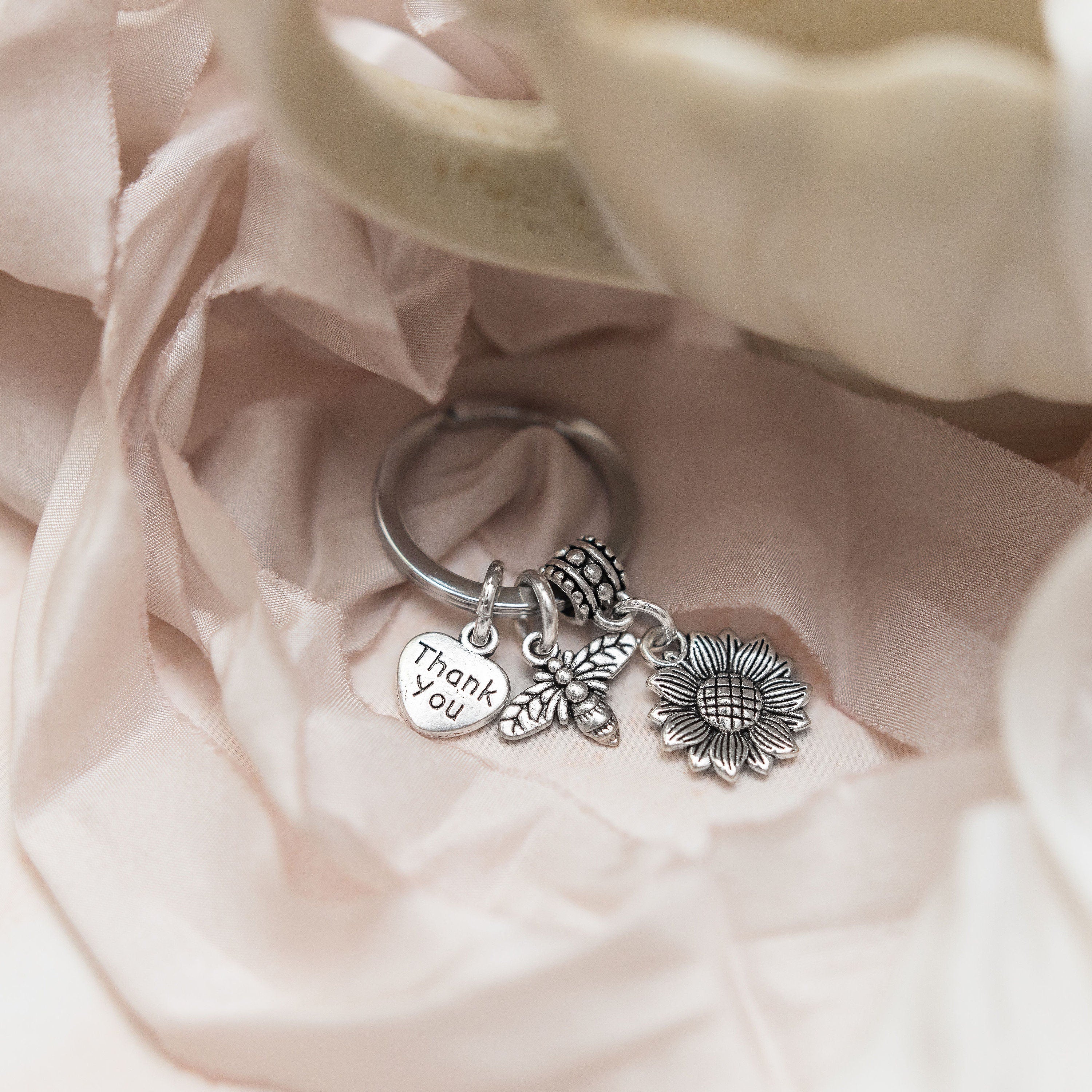 Sunflower thank you teacher keyring, nursery nurse gift, child care minder, thankyou gifts, teaching assistant thank you for helping me grow