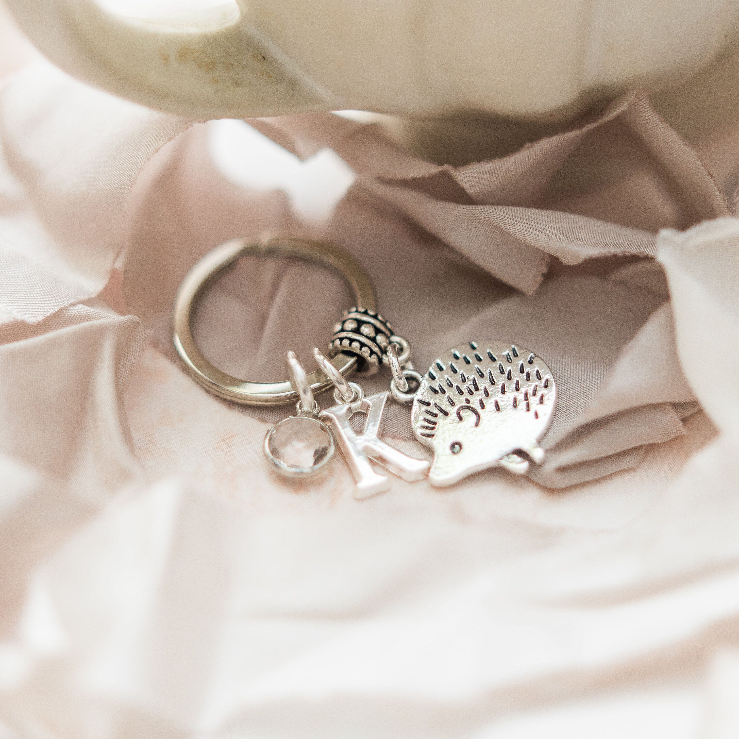 Hedgehog keyring, personalised gifts, woodland animal keychain, hedgehog gifts, custom bag charm