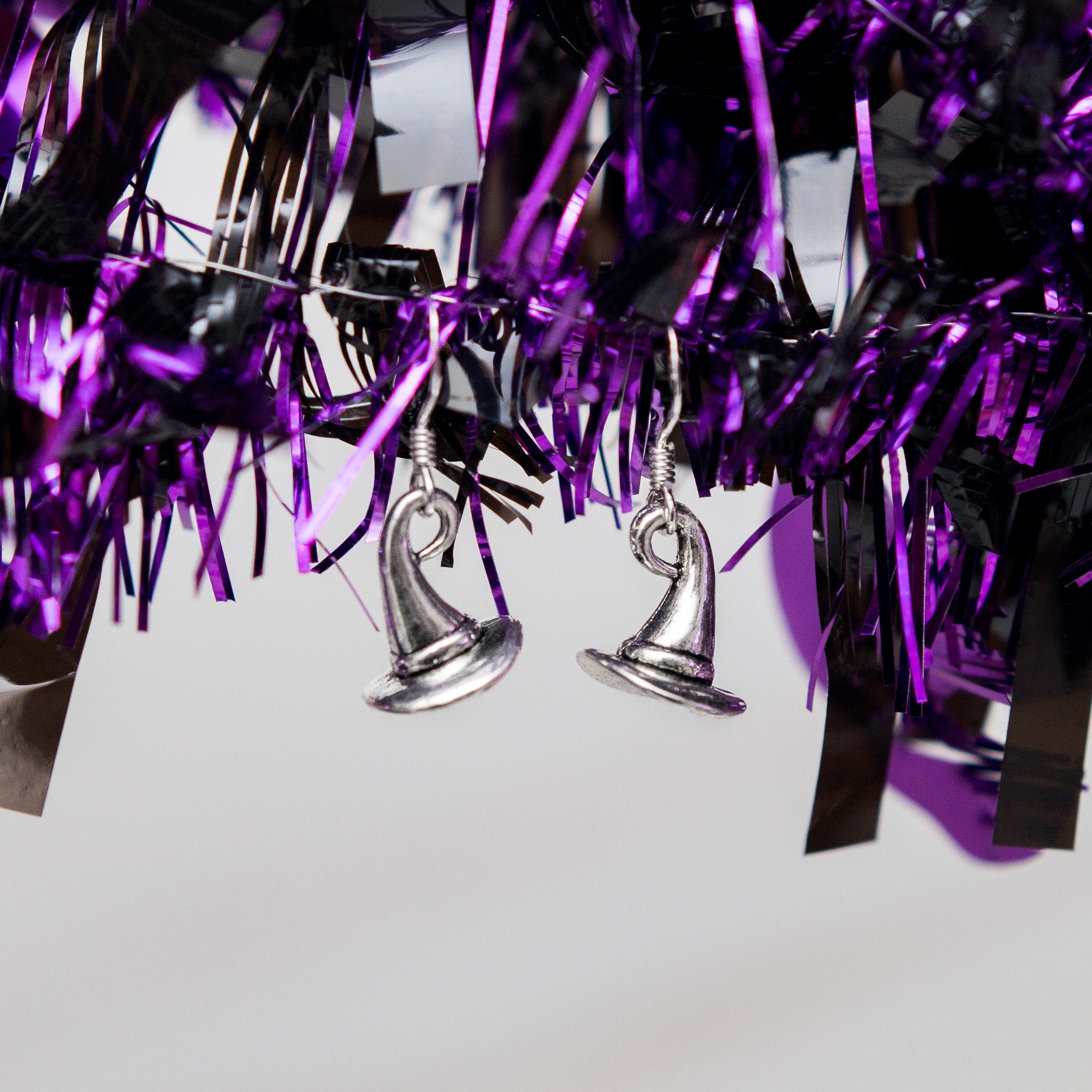 Wizard hat earrings, sorcerer wizard theme gifts, witch hat earrings, Halloween jewellery, witchy magic accessory, mystical gift,