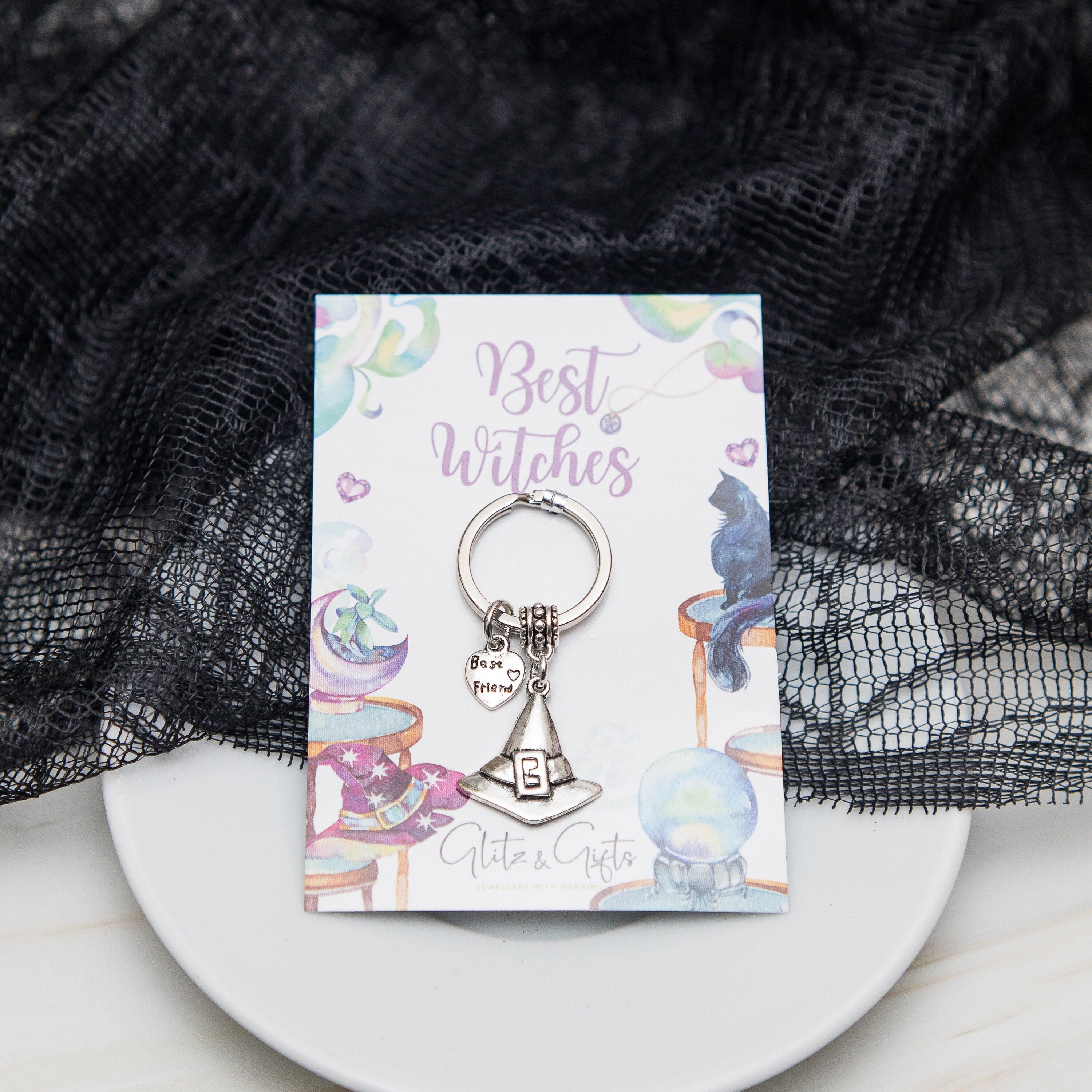 Best witches keyring, best friend Halloween gift, BFF key set, friendship keychain, autumn gift, witches jewellery, spooky bag charm
