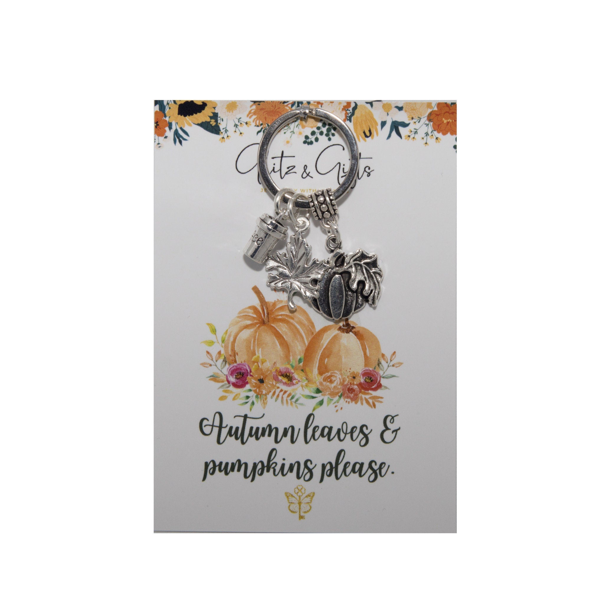 Pumpkin Spice Latte Keyring: Autumn Leaf Bag Charm