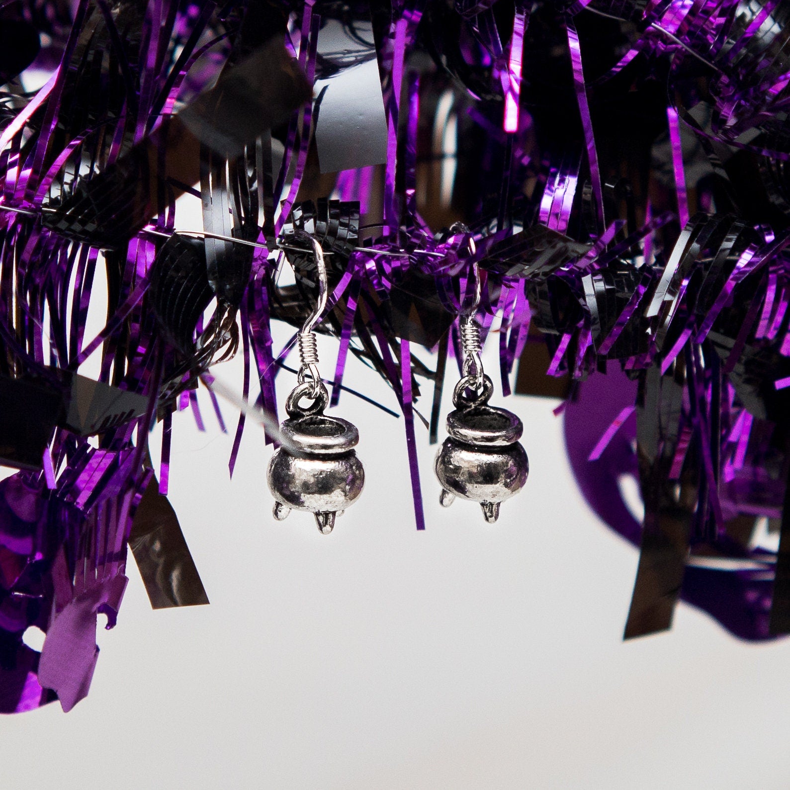 Cauldron Dangle Earrings: Halloween Witch Jewellery, Spooky Accessories