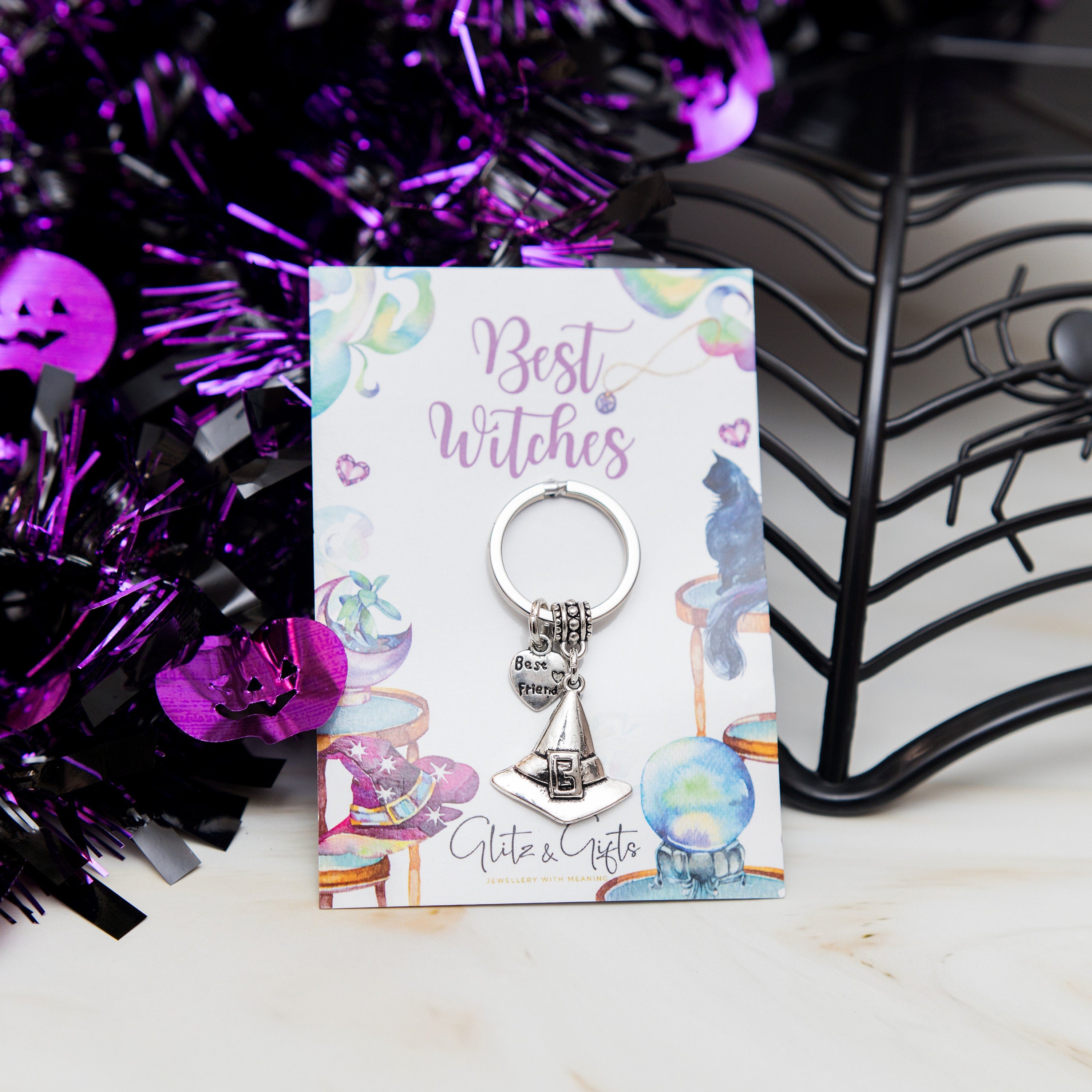 Best witches keyring, best friend Halloween gift, BFF key set, friendship keychain, autumn gift, witches jewellery, spooky bag charm