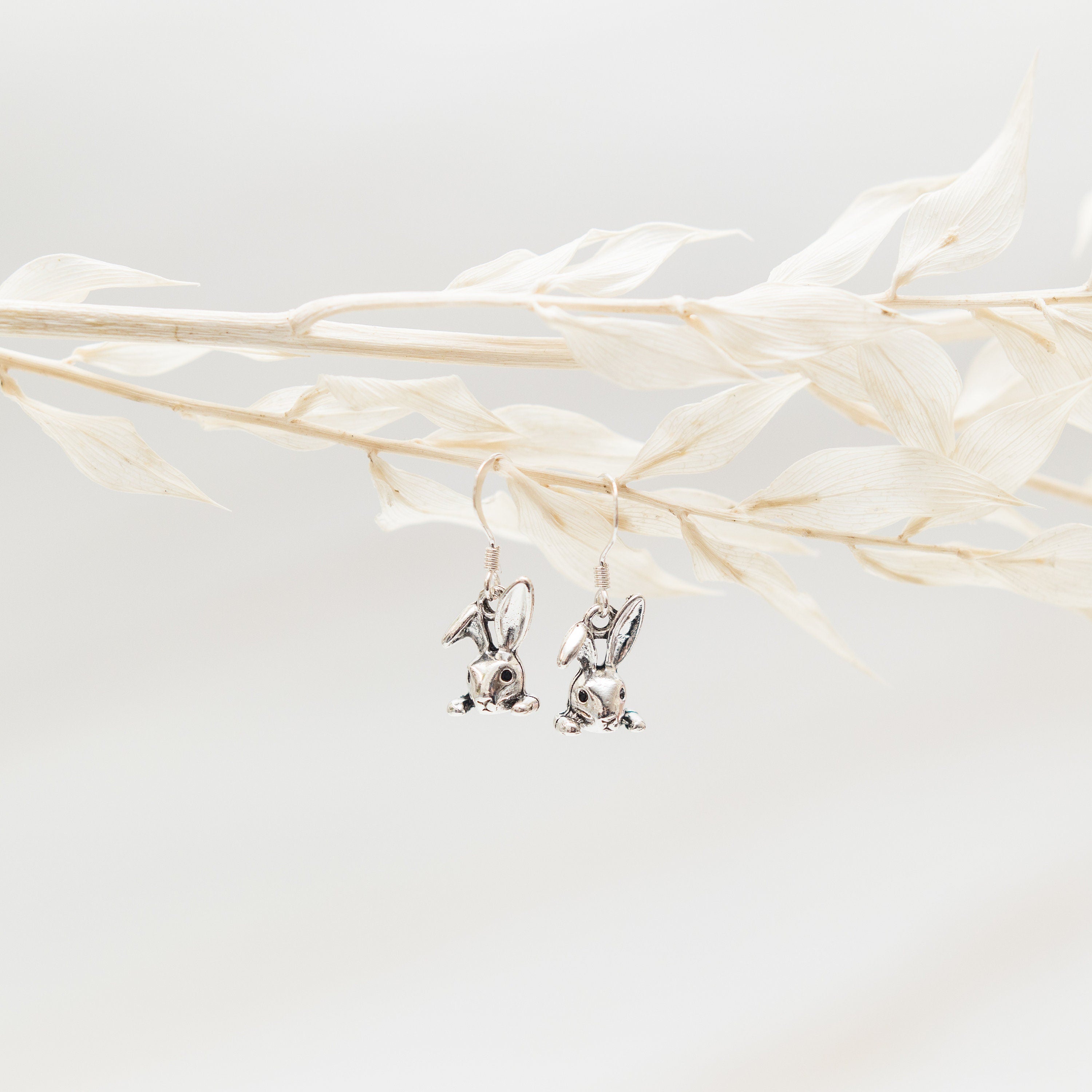 Rabbit earrings, bunny jewellery, cute animal gifts, drop charm, pet loss memorial, Easter gift, woodland creatures, whimsical accessory