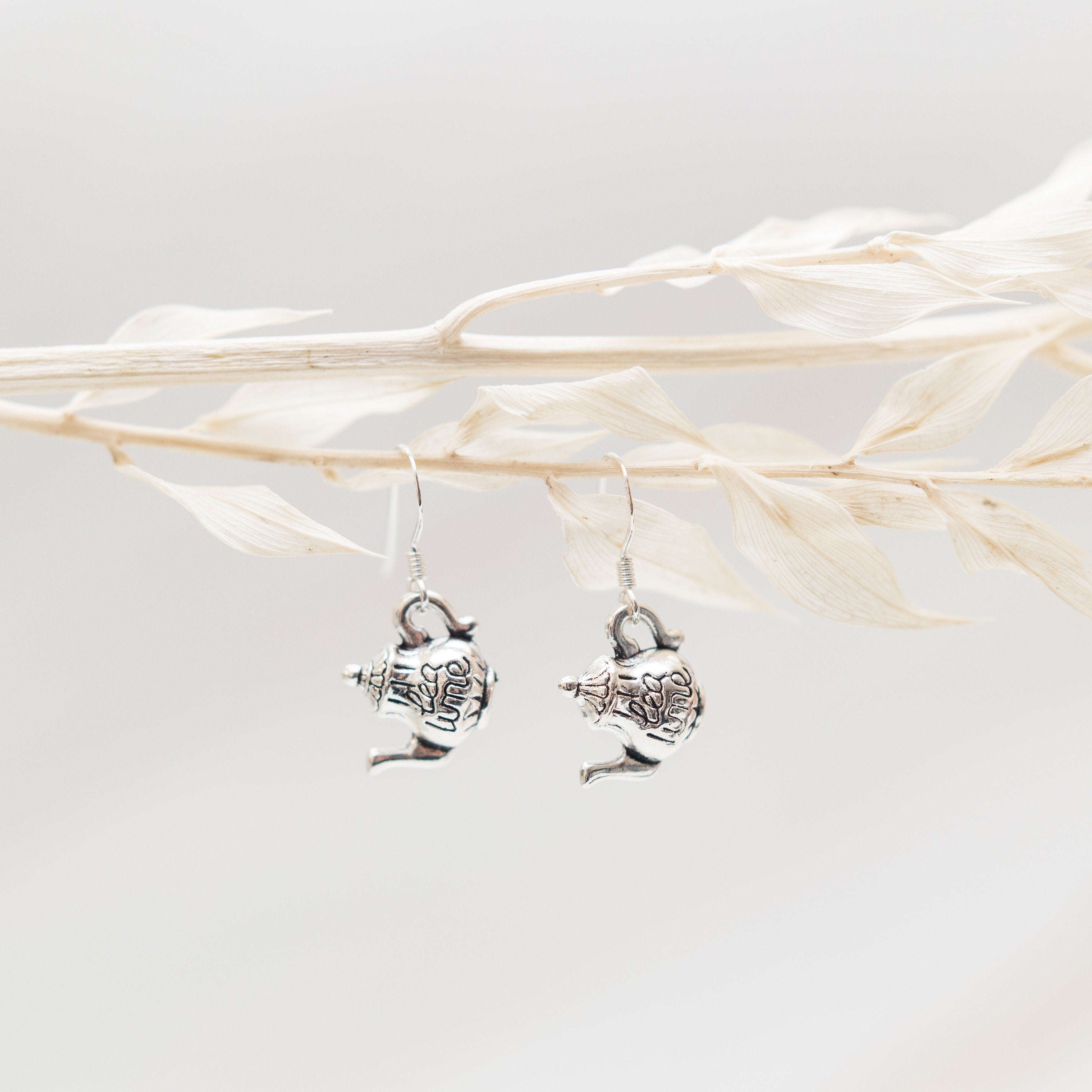 Teapot earrings, tea themed jewellery, gifts for tea drinker, 925 silver ear wires,  tea lover gifts,  tea party hostess gift, cafe owner