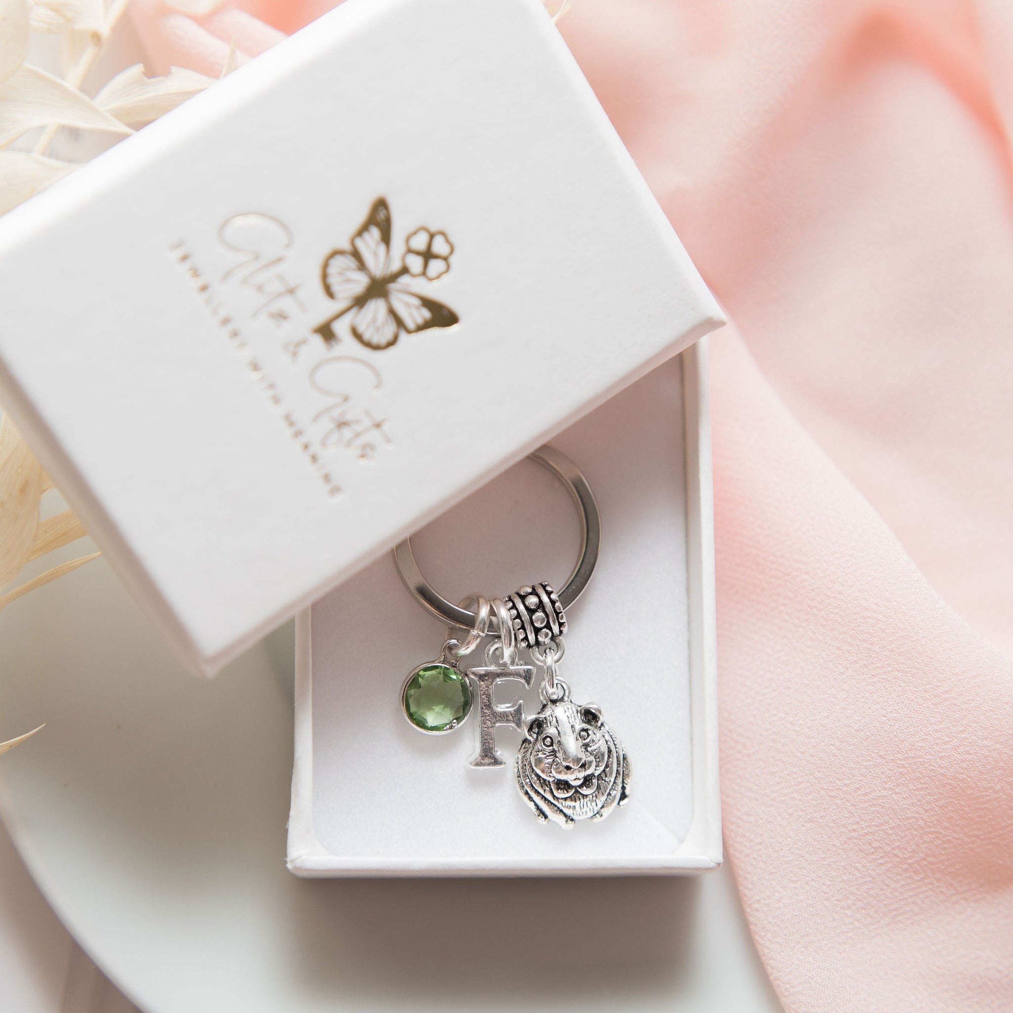 Guinea pig keyring, rodent keychain, personalised gifts, cute animal bag charm, pet loss remembrance, owner birthday present, custom key fob