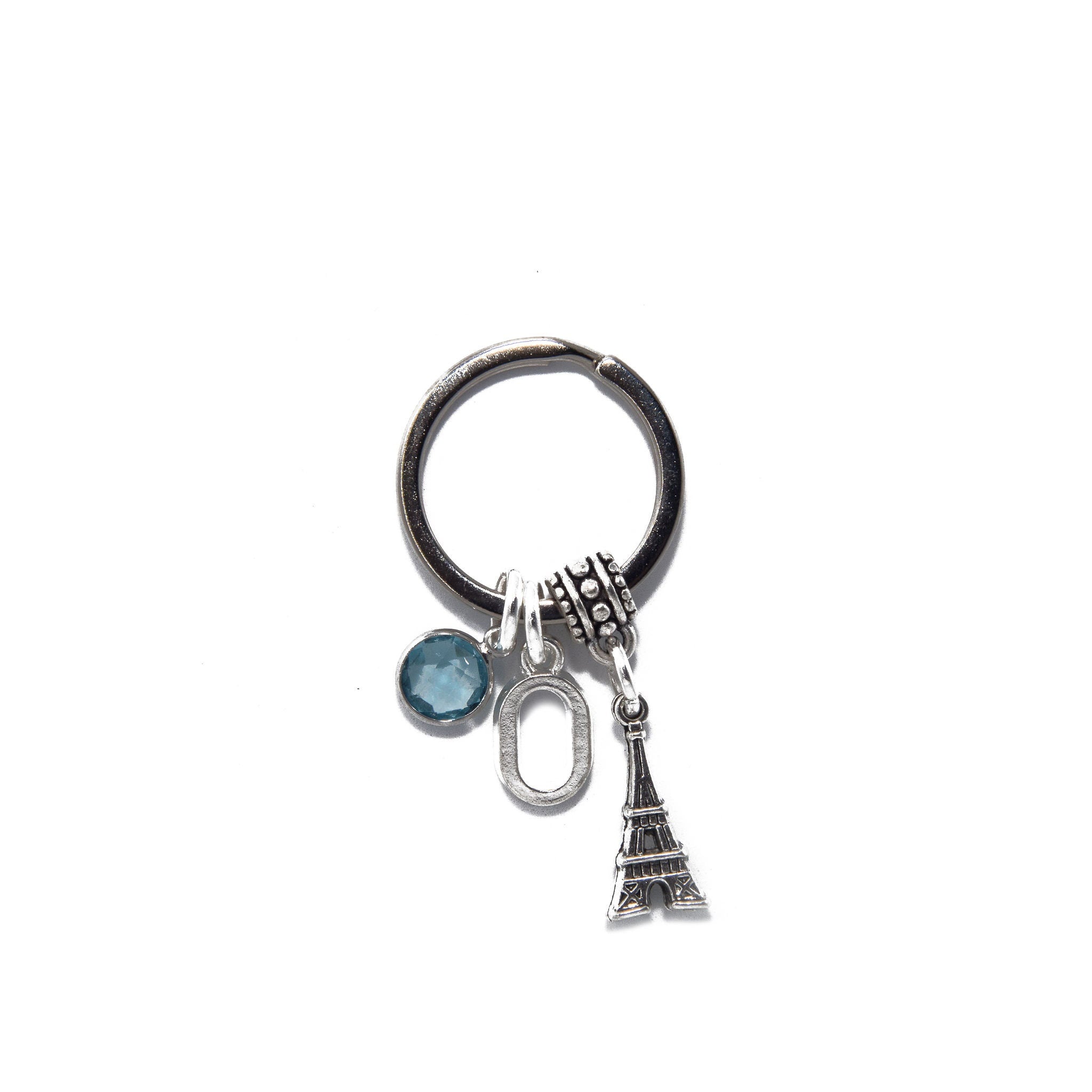 Paris keyring, Eiffel tower keychain, France trip reveal gifts, French theme style, personalised gifts, birthstone initial charms