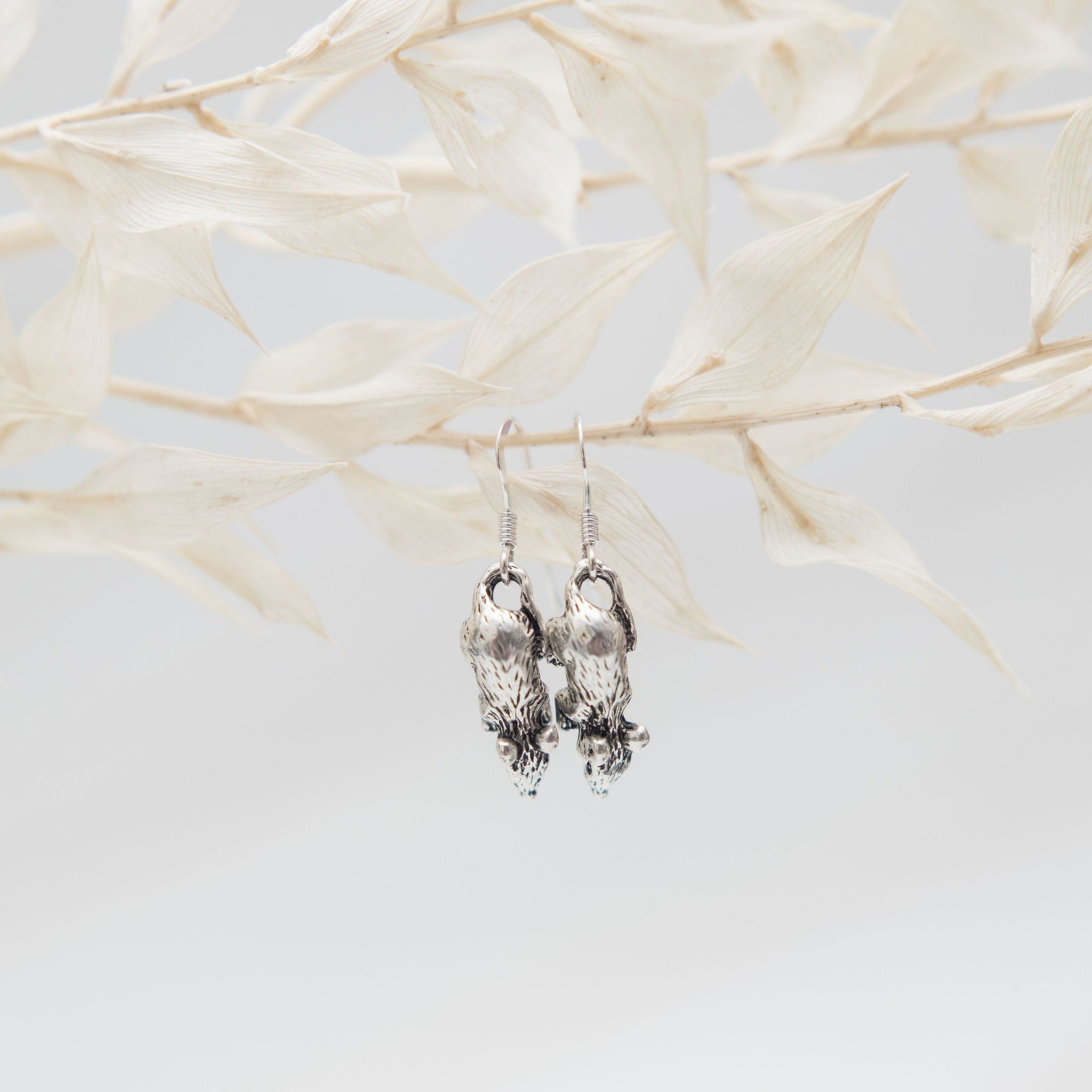 Mouse earrings, animal jewellery, 925 sterling silver hooks, mouse gifts, rodent gift, pet loss keepsake