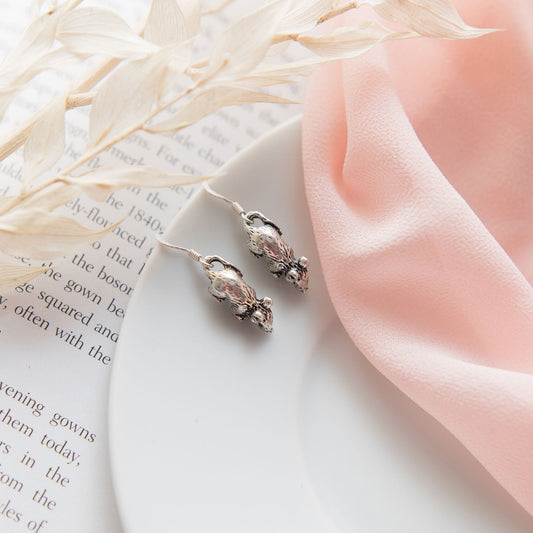 Mouse earrings, animal jewellery, 925 sterling silver hooks, mouse gifts, rodent gift, pet loss keepsake