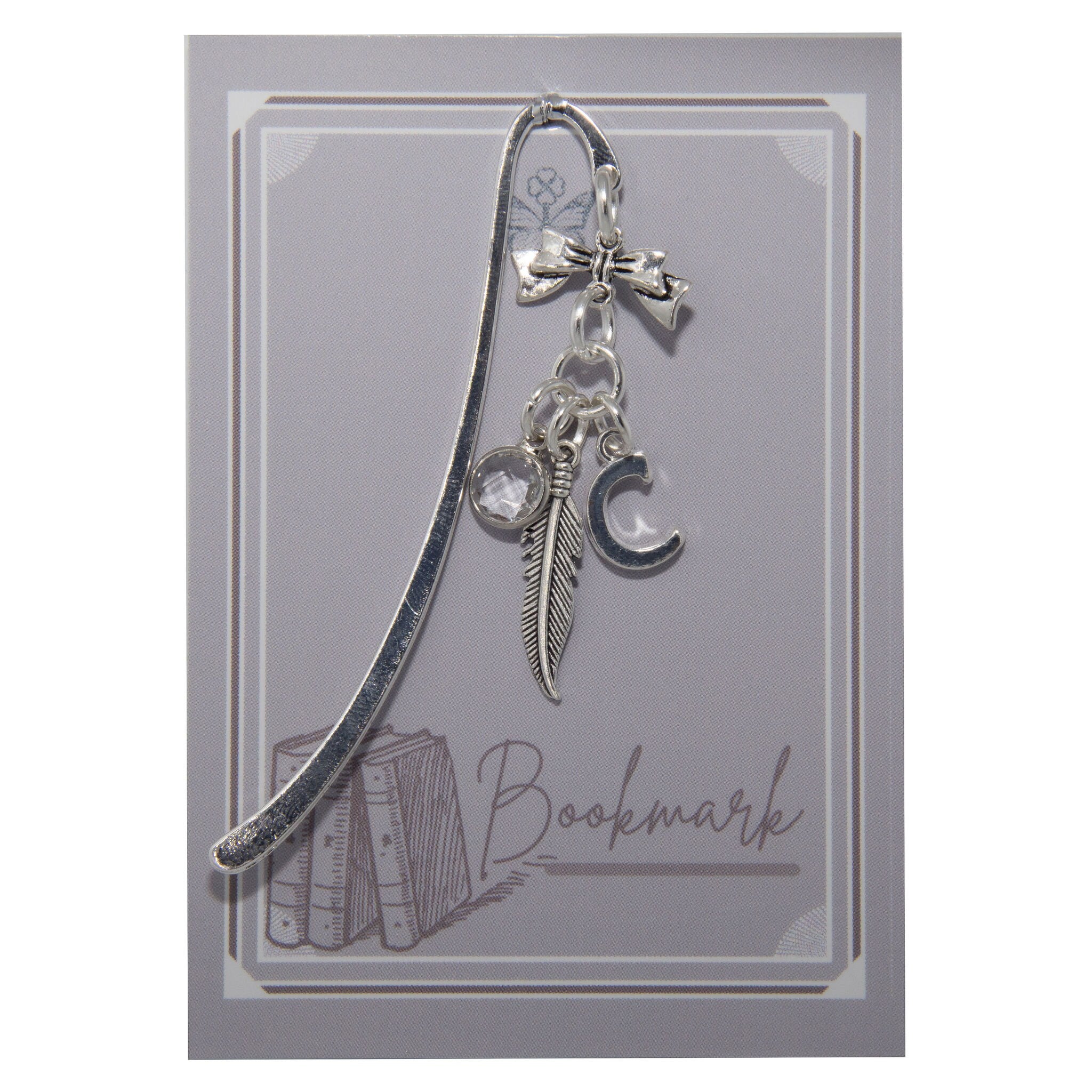 Feather bookmark, bird gifts, personalised gift, birthstone initial, remembrance gift, metal charm page marker, book lover gifts, reader