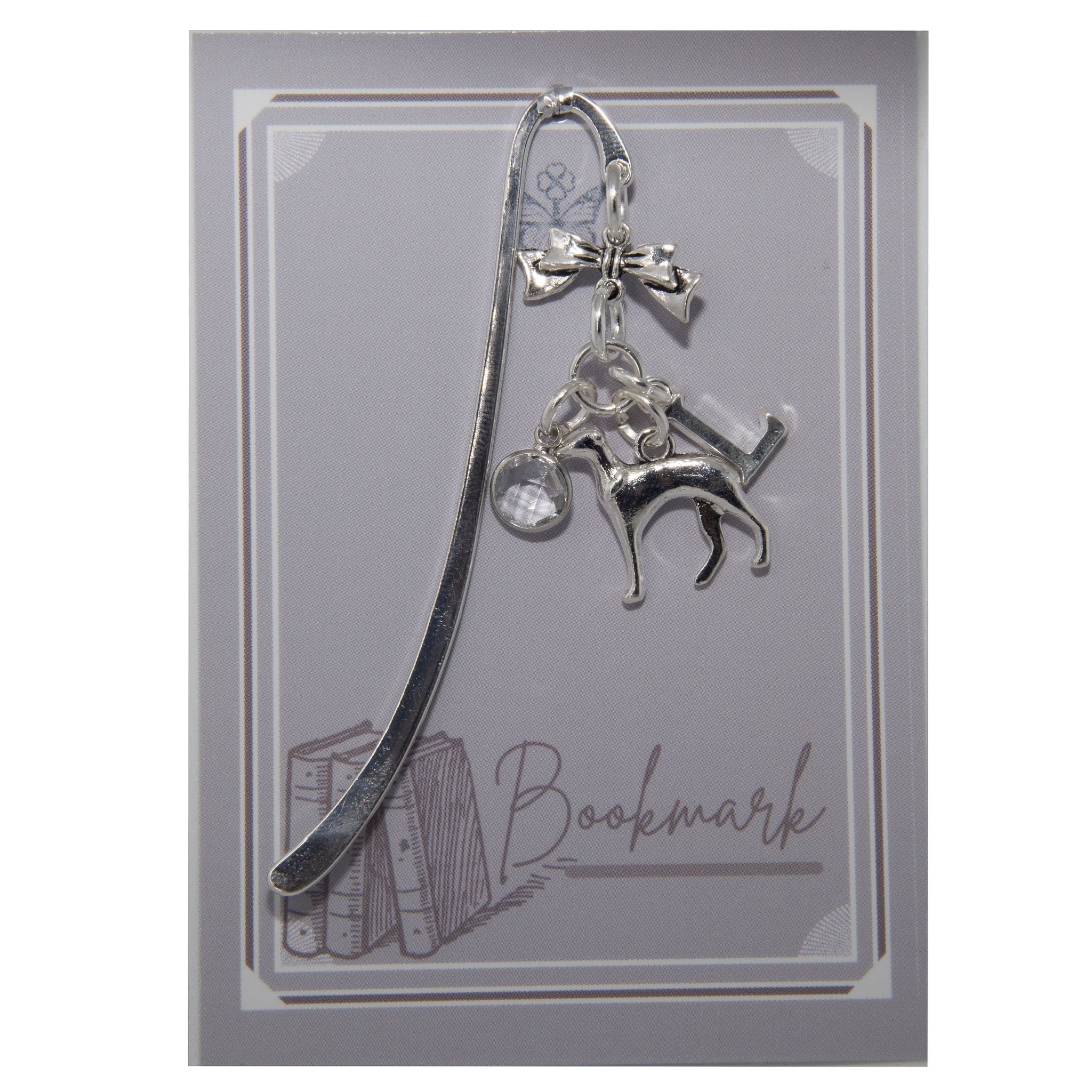 Greyhound bookmark, dog gifts, personalised gift, birthstone initial, new puppy gift, book lover gifts, dog walker thank you, Christmas gift