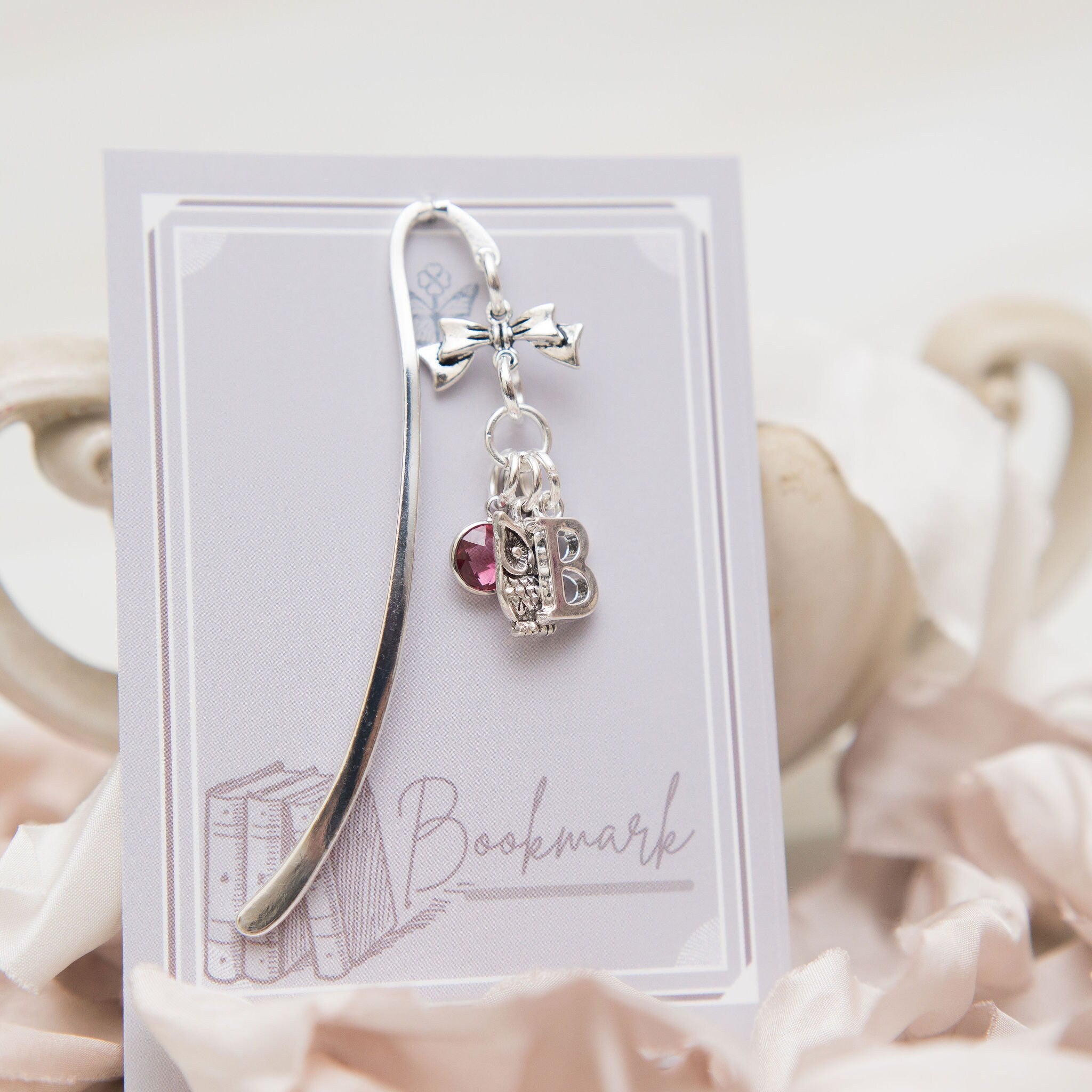 Owl bookmark, bird gifts, personalised gift, birthstone initial, wise graduate gift, book lover gifts, teacher thank you, Christmas present