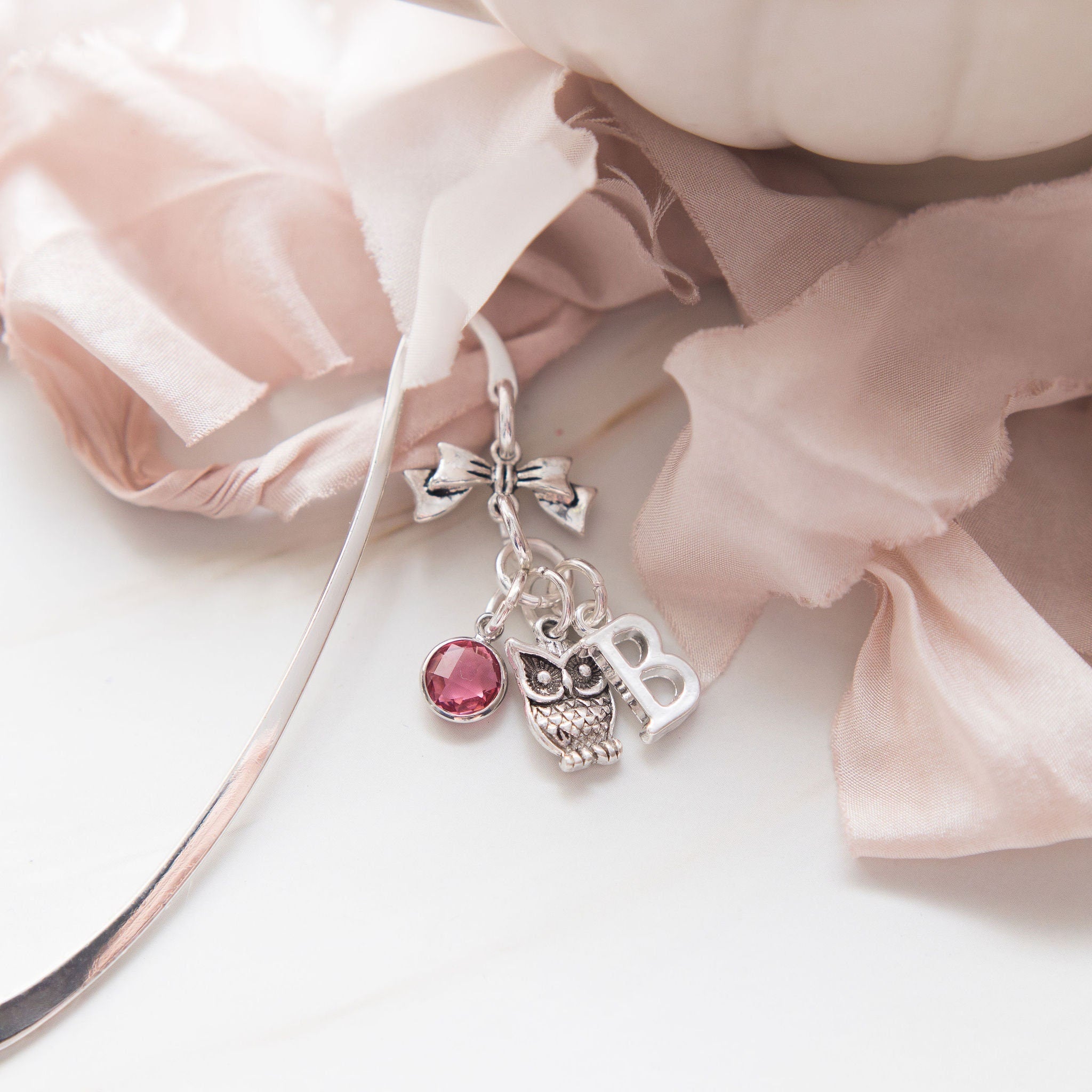 Owl bookmark, bird gifts, personalised gift, birthstone initial, wise graduate gift, book lover gifts, teacher thank you, Christmas present