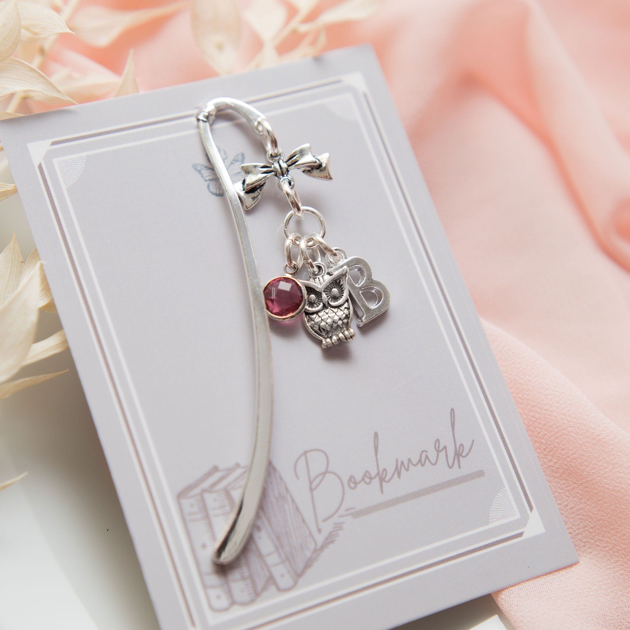 Owl bookmark, bird gifts, personalised gift, birthstone initial, wise graduate gift, book lover gifts, teacher thank you, Christmas present