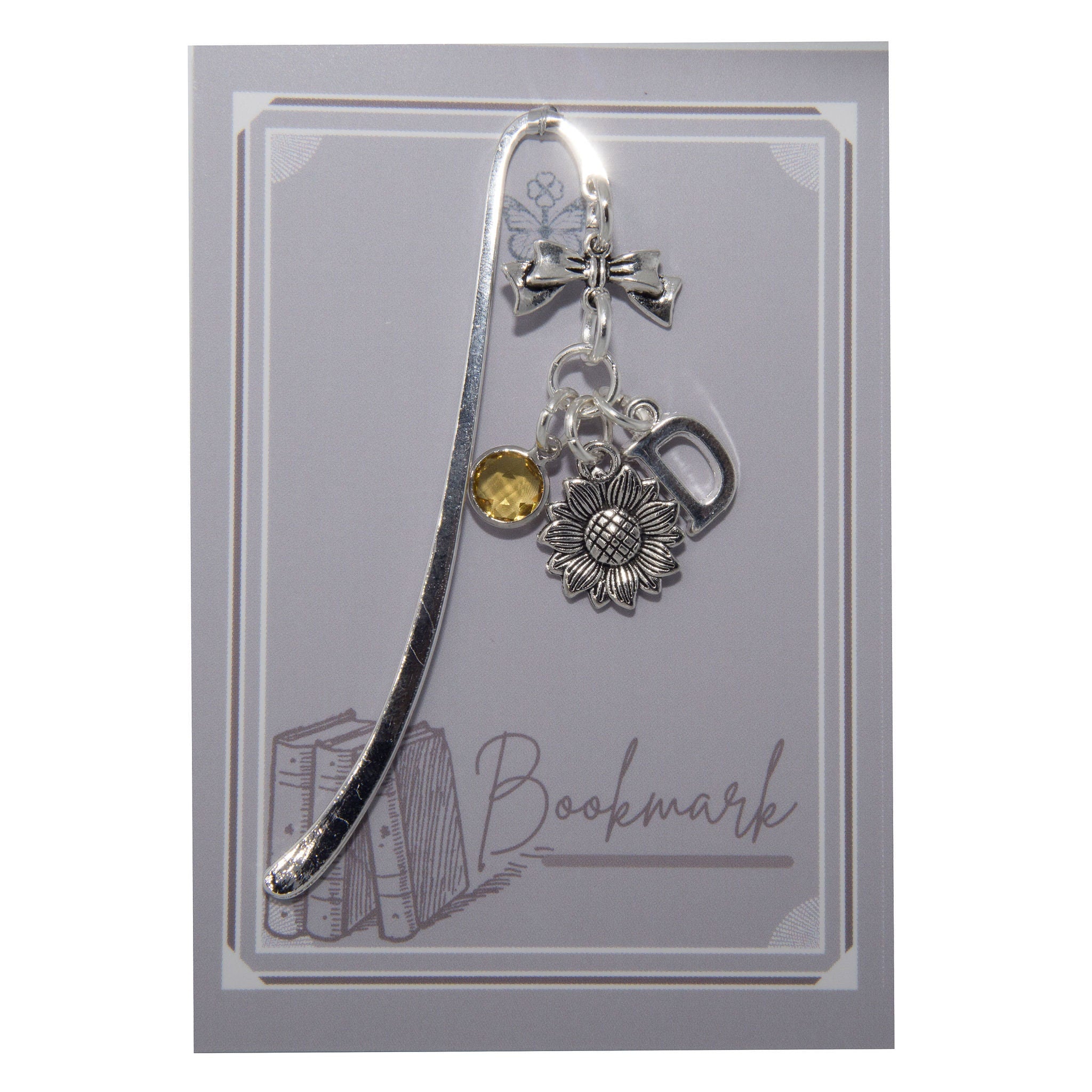 Sunflower bookmark, flower gifts, personalised gift, birthstone initial, gardener gift, book lover gifts, teacher, Christmas present