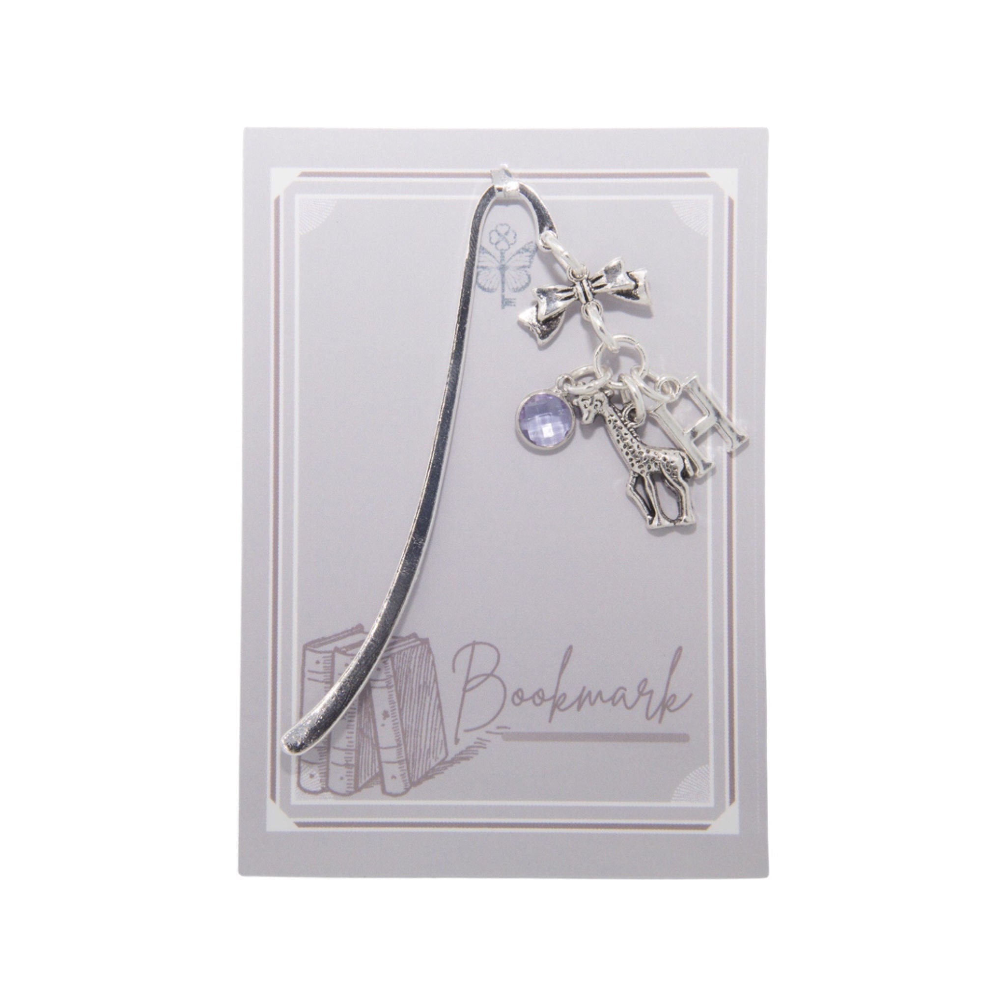 Giraffe bookmark, gift for reader, giraffe fans gift, personalised gifts, birthstone and initial, metal page marker, cute animal