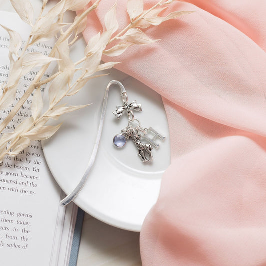 Giraffe bookmark, gift for reader, giraffe fans gift, personalised gifts, birthstone and initial, metal page marker, cute animal