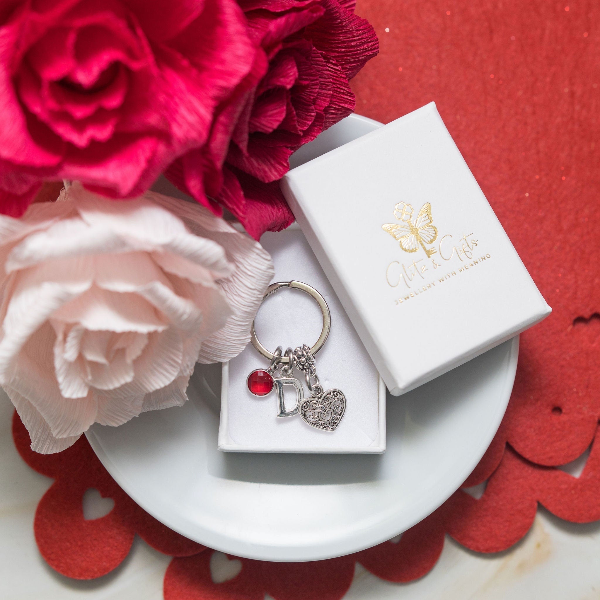 Filigree heart keychain, girlfriend keyring, personalised Valentines present, love, bridesmaid accessories, custom gift for wife, galentines