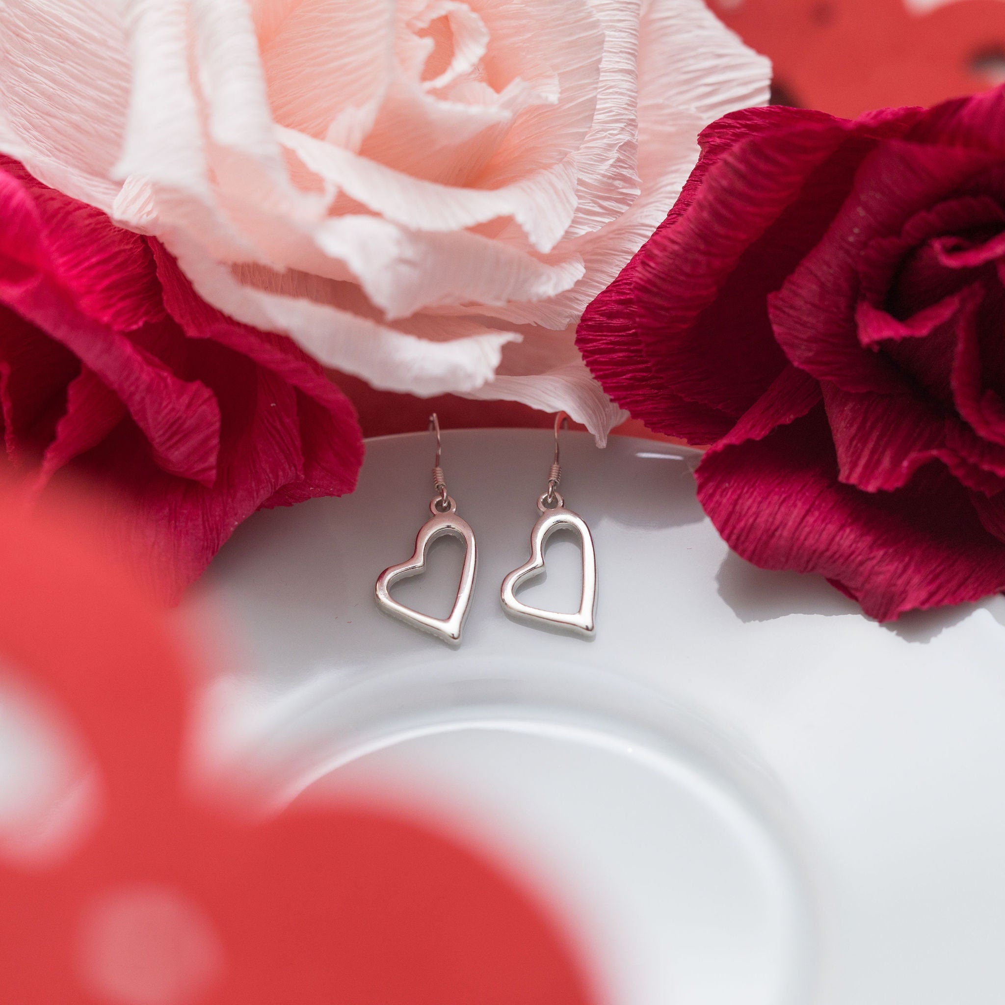 Open heart earrings, I love you gifts, heart jewellery, romantic gifts, bridesmaid accessory, Valentines gift, gift for friend