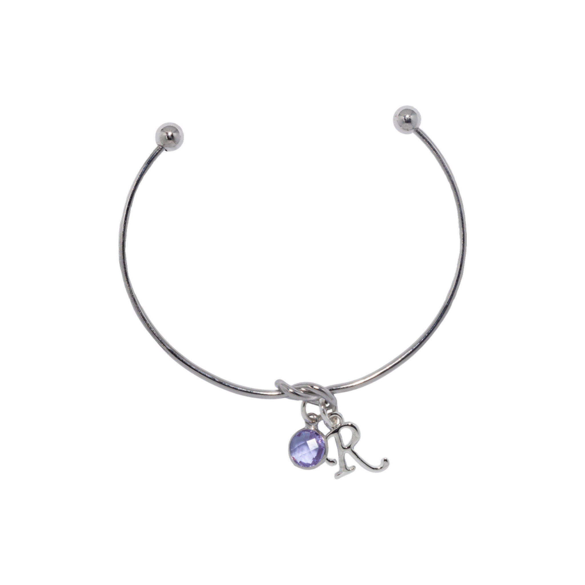 Personalised knot bangle, bridesmaid present, tie the know gift, friendship charm bracelet, birthday gift for her, custom women's jewellery