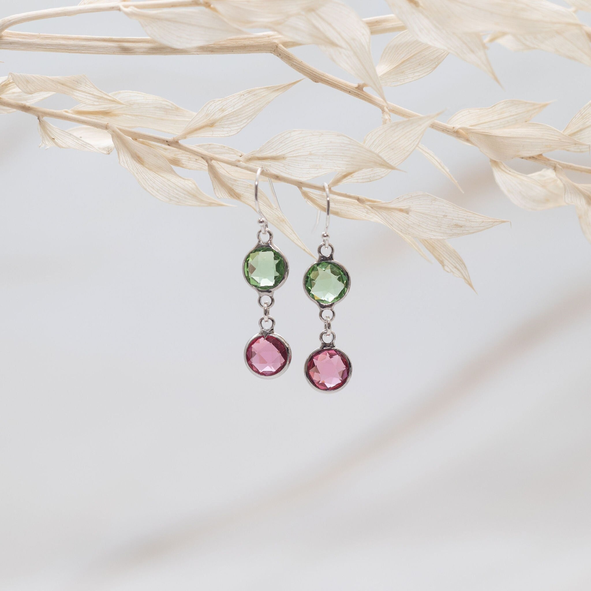 Birthstone charm earrings, sterling silver ear wire, Mother Daughter jewellery, birthday gift, Grandma Nana Granddaughter personalised gifts