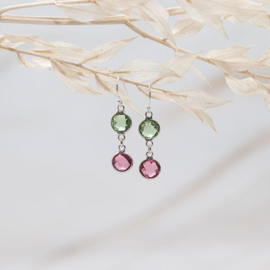 Birthstone charm earrings, sterling silver ear wire, Mother Daughter jewellery, birthday gift, Grandma Nana Granddaughter personalised gifts