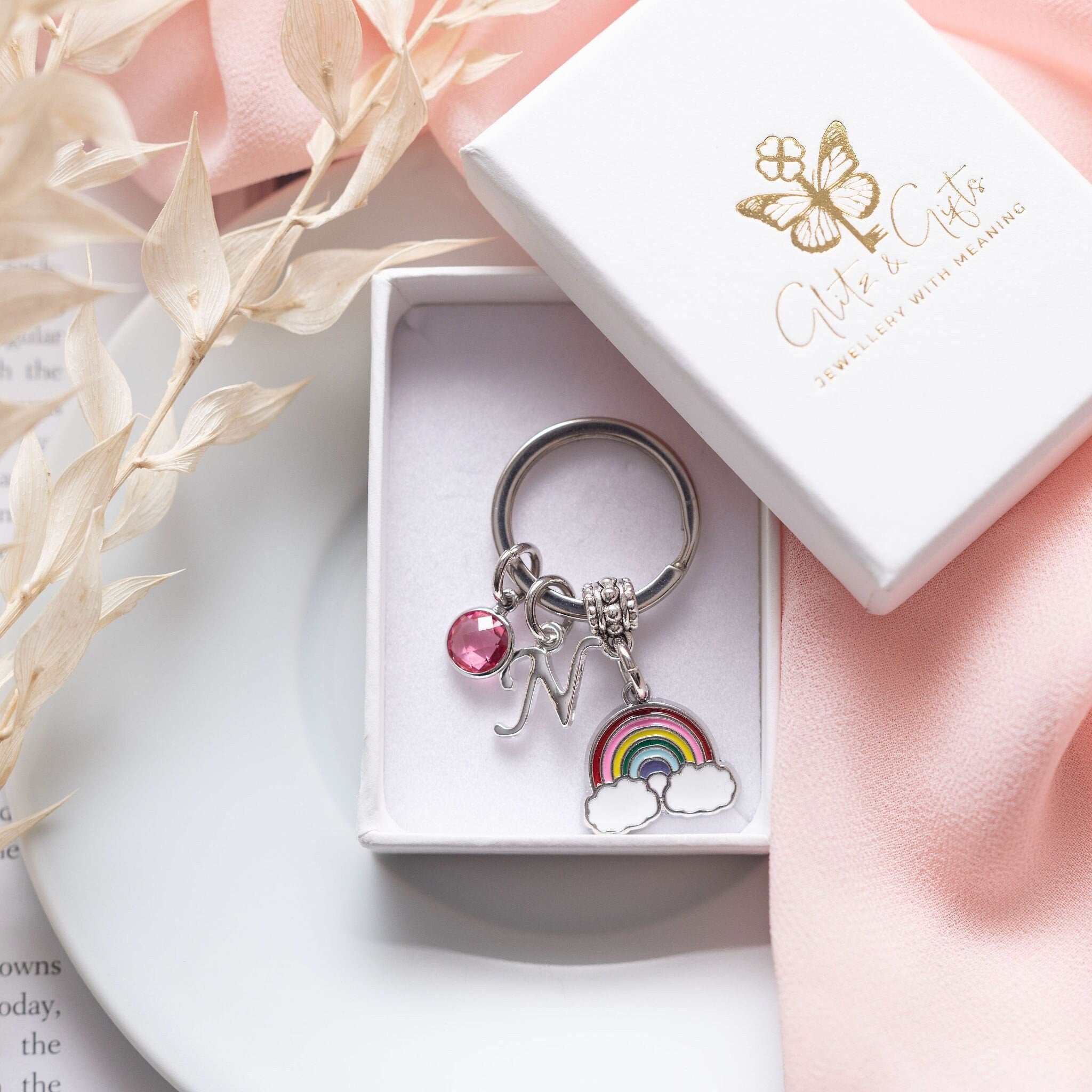 Rainbow keyring, personalised gifts, enamel keychain, rainbow of hope, thank you gift