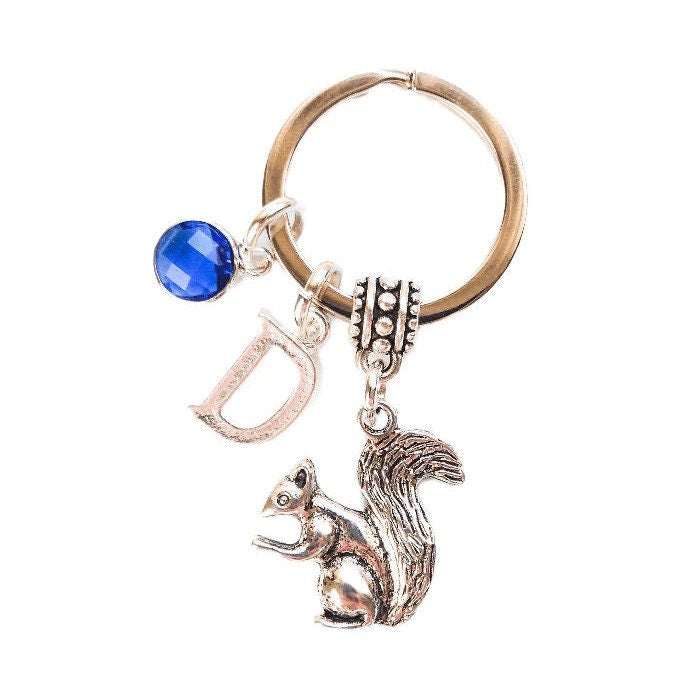 Squirrel keyring, personalised gifts, animal keychain, nature gifts, woodland animal bag charm