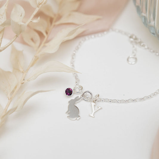 Bunny rabbit bracelet, 925 sterling silver, animal jewellery, personalised gift, pet loss memorial, custom rabbit gifts, bunny mum owner