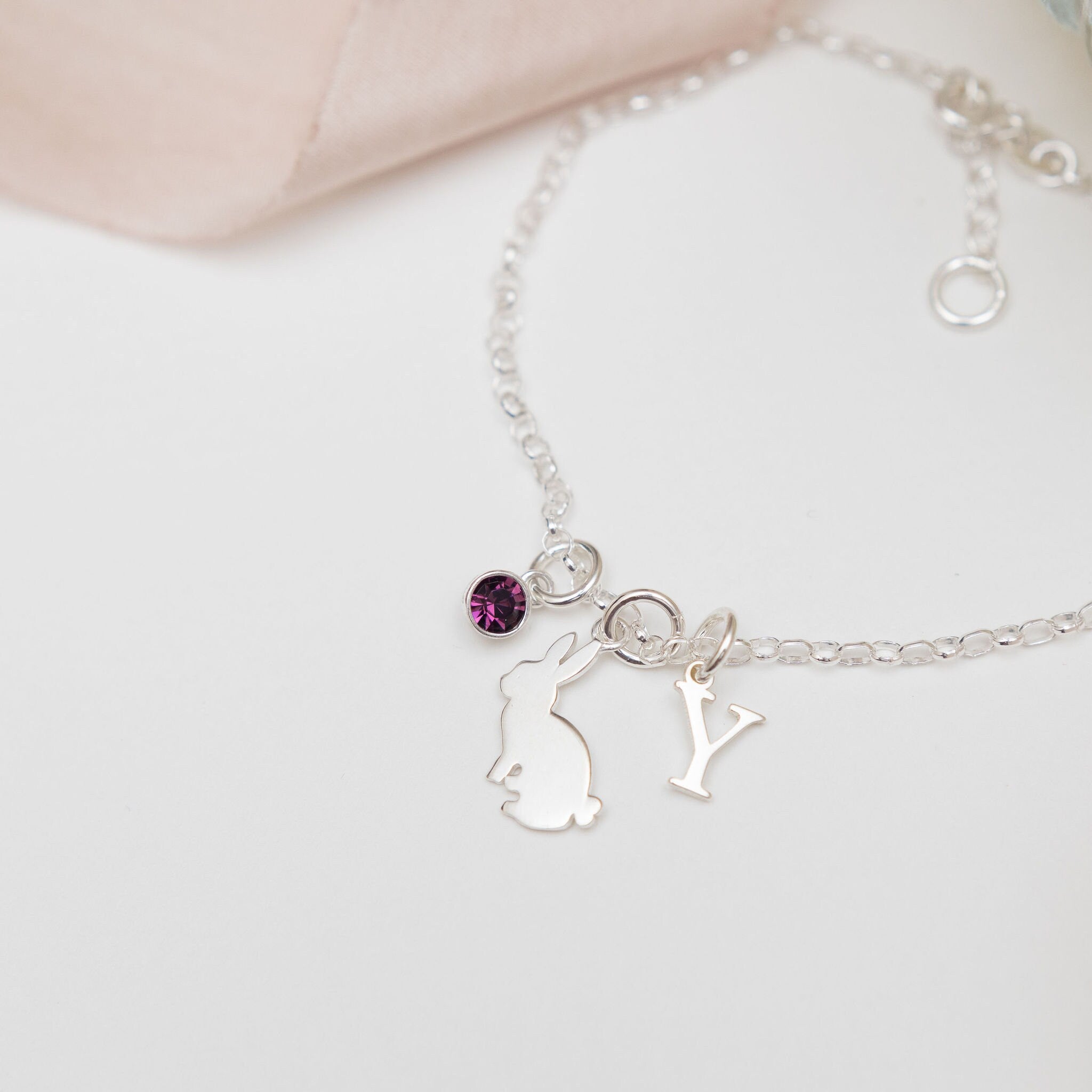 Bunny rabbit bracelet, 925 sterling silver, animal jewellery, personalised gift, pet loss memorial, custom rabbit gifts, bunny mum owner