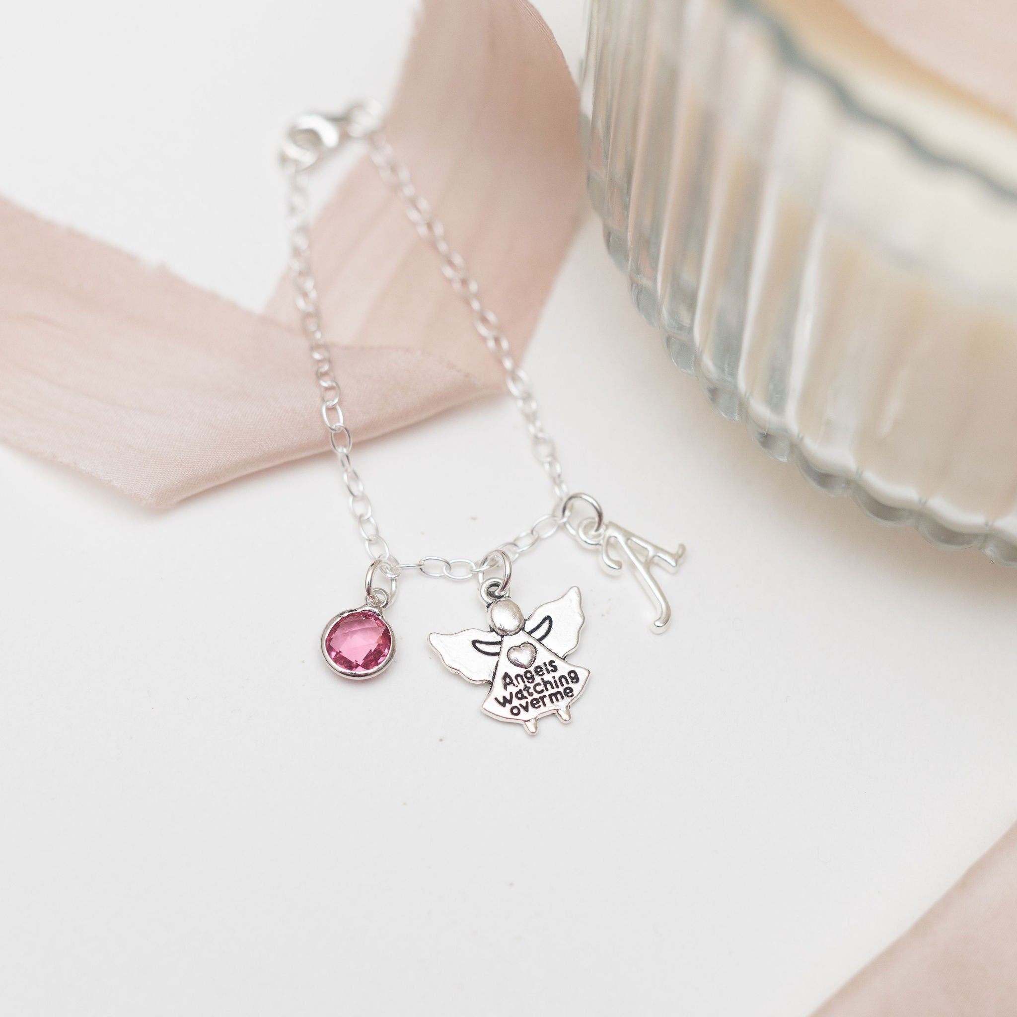 Guardian angel bracelet, oval link chain charm bracelet, personalised gifts, angel watching over me jewellery, remembrance gifts, spiritual