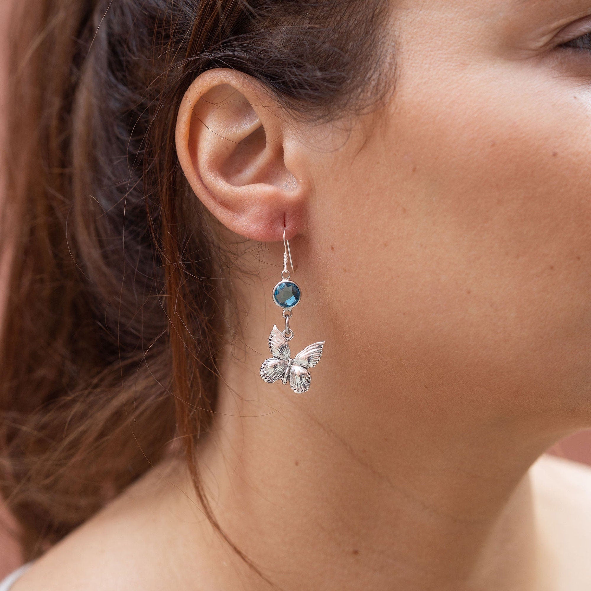 Butterfly earrings, birthstone jewellery, personalised gifts, birthday jewellery, insect theme gifts, wing accessory, butterflies' gifts