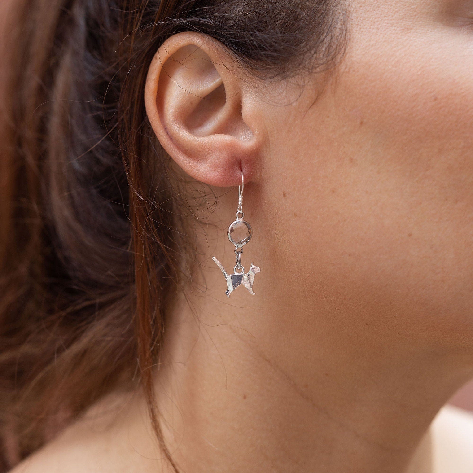 Cat earrings, birthstone jewellery, personalised gifts, birthday jewellery, animal theme gifts, new kitten owner, pet loss memorial