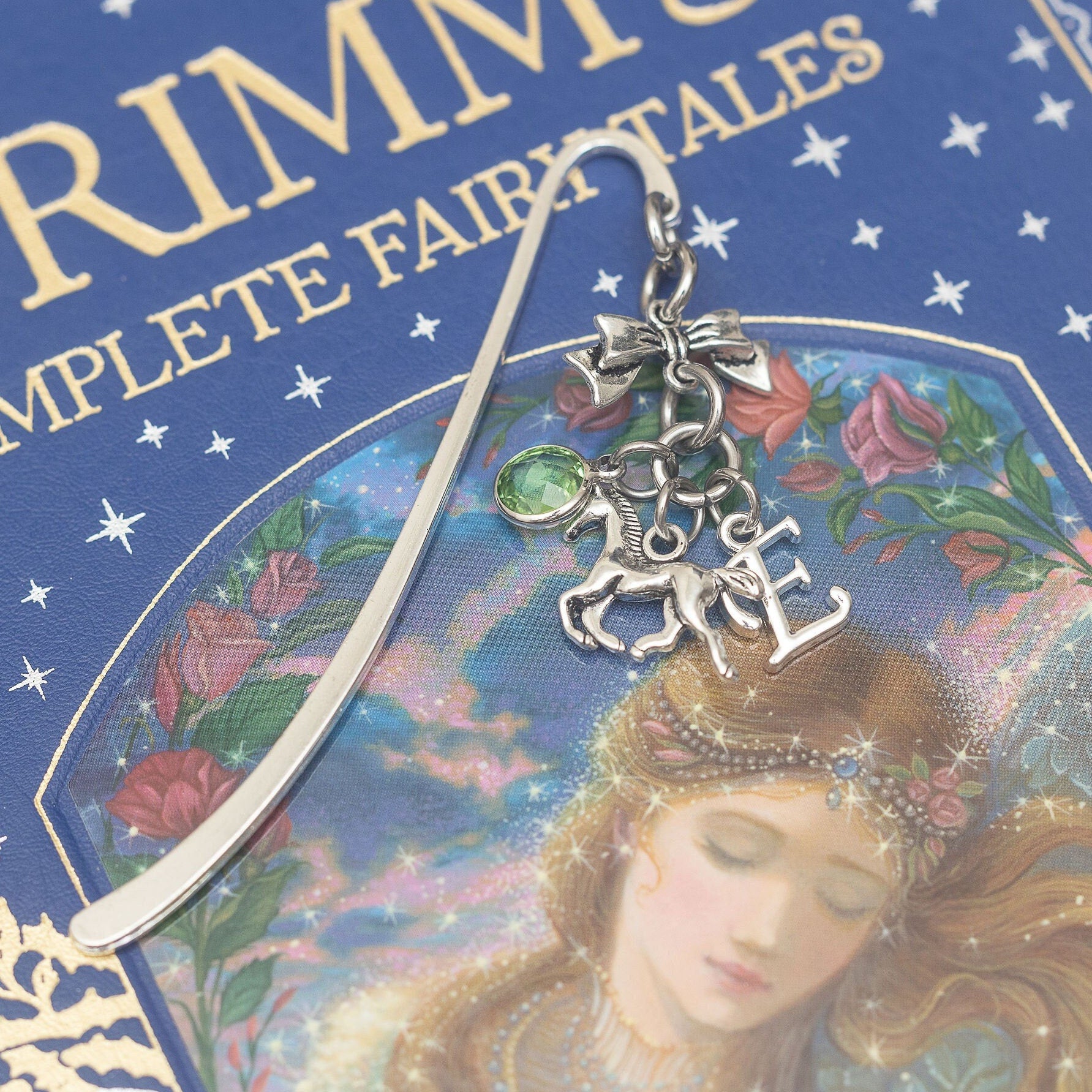 Horse bookmark, personalised gifts, birthstone and initial, metal charm page marker, equestrian rider, new pony owner, pet loss keepsake