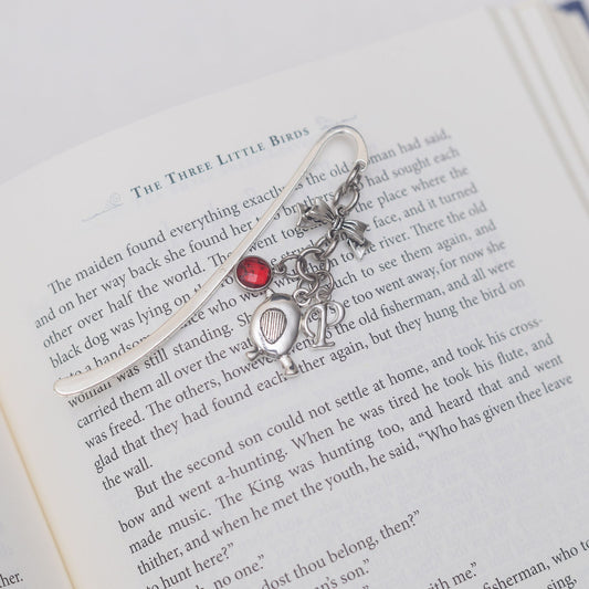 Robin bookmark, gift for reader, bird fans gift, personalised gifts, birthstone and initial, metal page marker, cute animal, remembrance