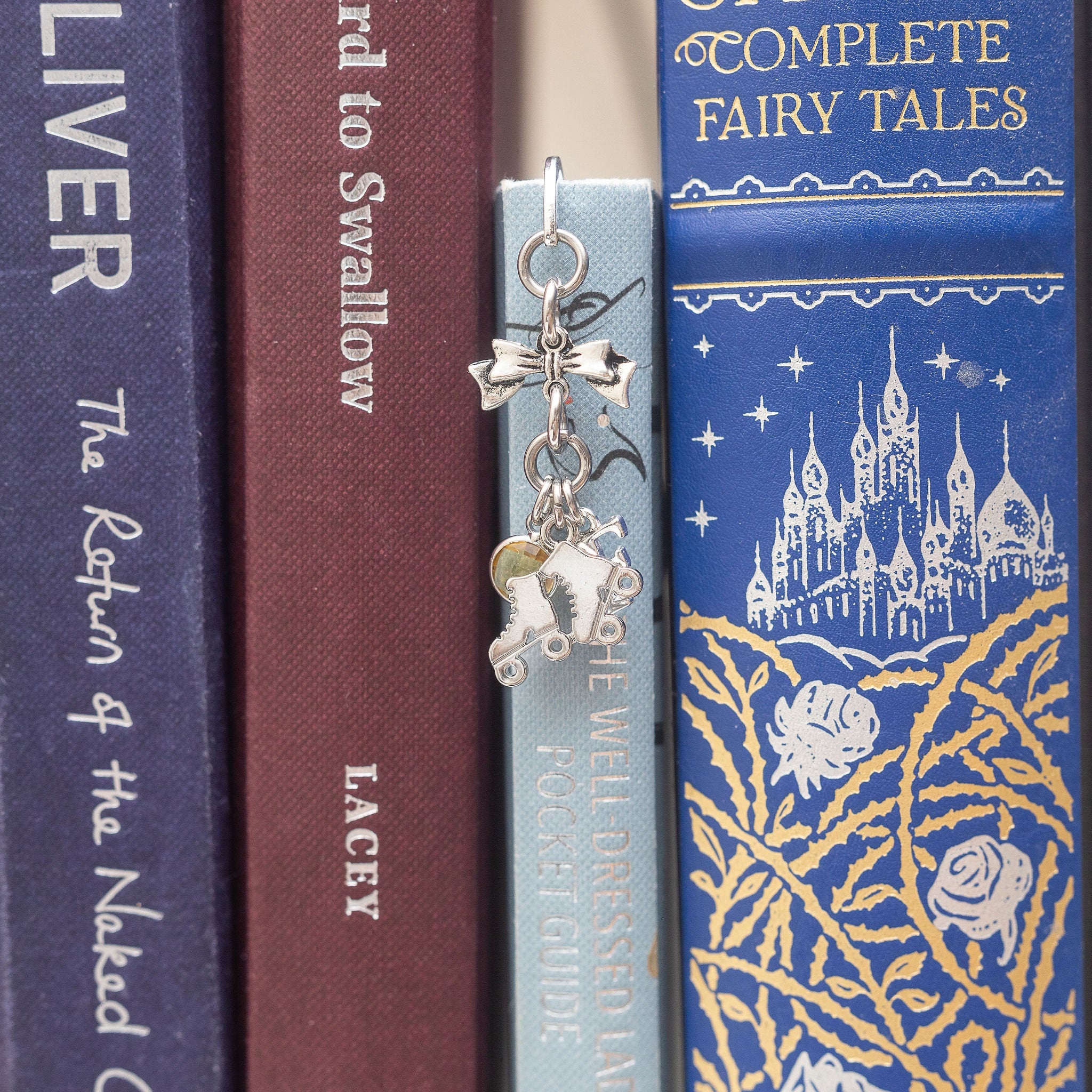 Roller skate bookmark, personalised gifts, birthstone and initial, metal charm page marker, roller derby gift, custom skater gift