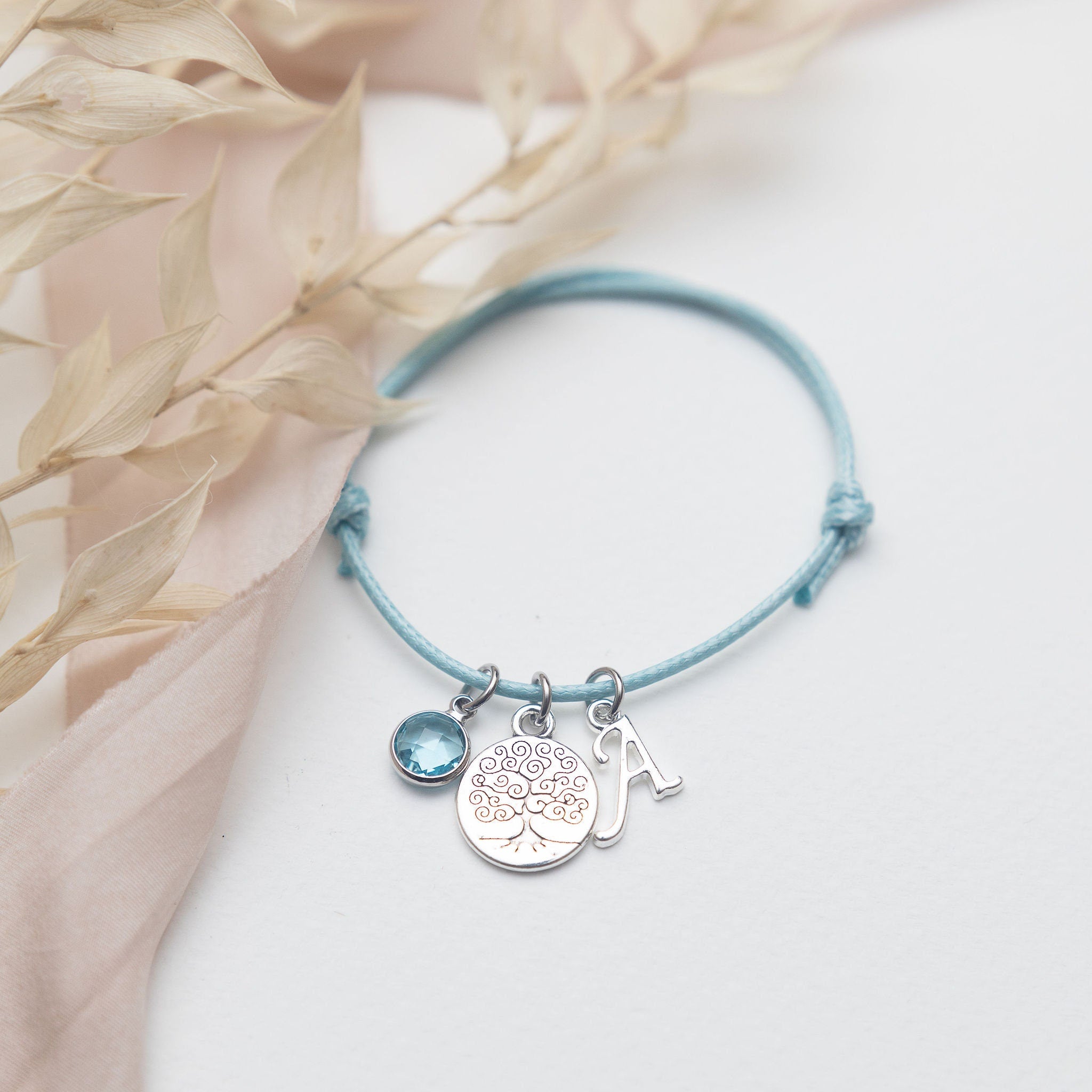 Tree bracelet, waxed cord cord adjustable, personalised gifts, family life jewellery, oak tree keepsake, whimsical nature charm, friend