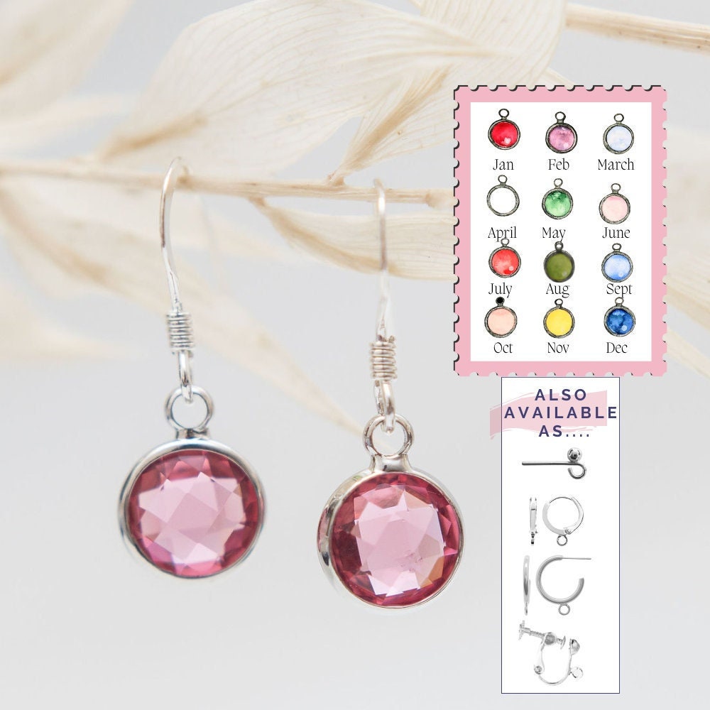 Birthstone earrings birthday gift January February March April May June July August September October November December women's jewellery
