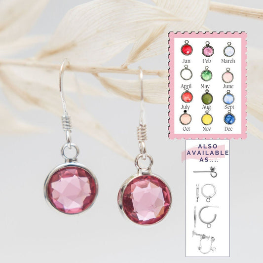 Birthstone earrings birthday gift January February March April May June July August September October November December women's jewellery