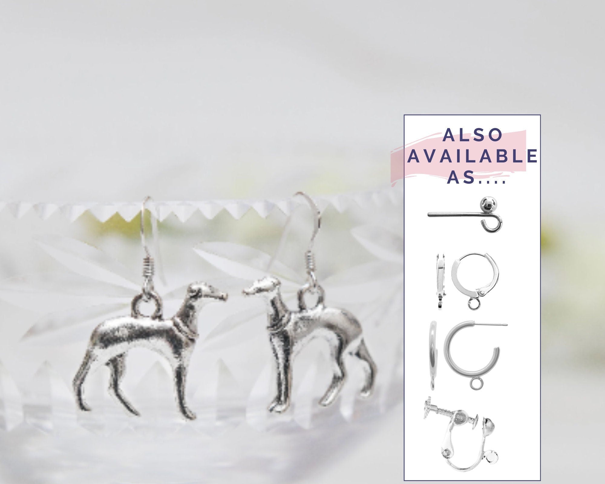 Greyhound earrings, dog earrings, women's jewellery, greyhound owner gift, pet loss memorial, new rescue puppy, dog walker thank you