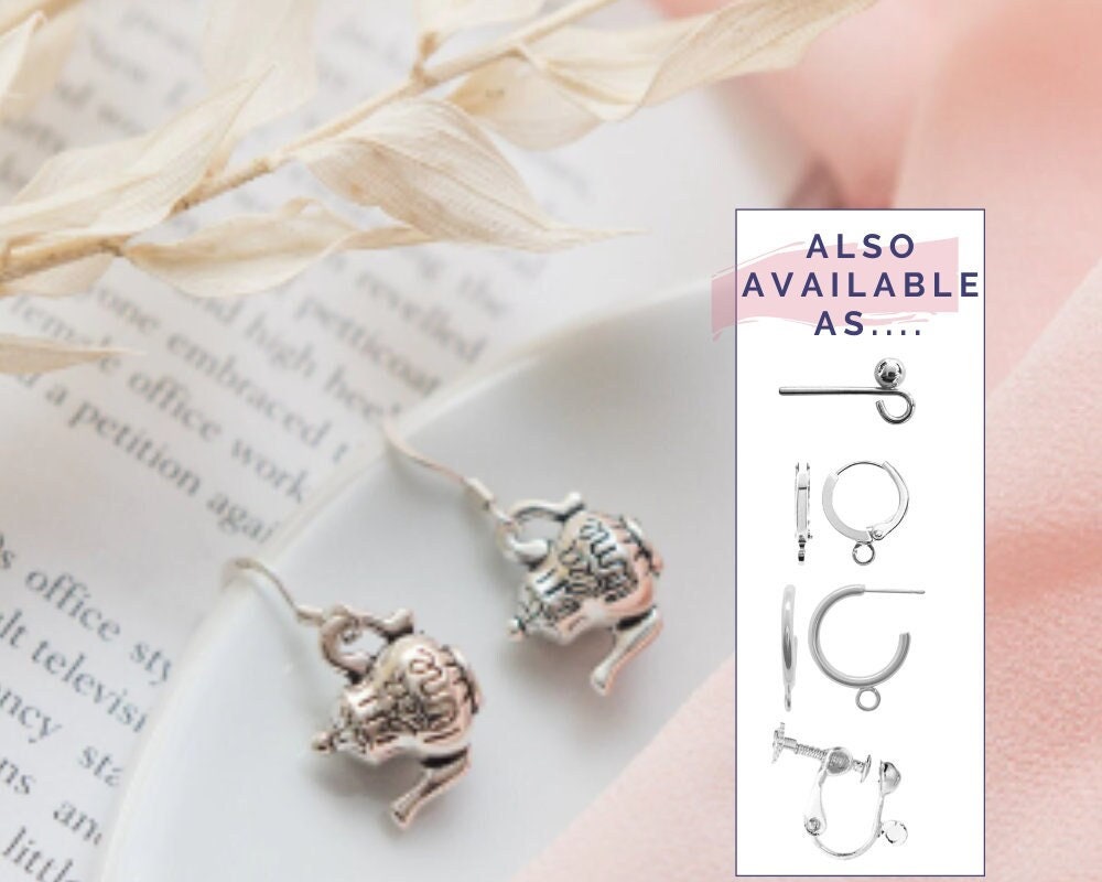 Teapot earrings, tea themed jewellery, gifts for tea drinker, 925 silver ear wires,  tea lover gifts,  tea party hostess gift, cafe owner
