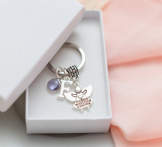 Guardian angel keyring, angels watching over me keychain, personalised gifts, remembrance gift, memorial