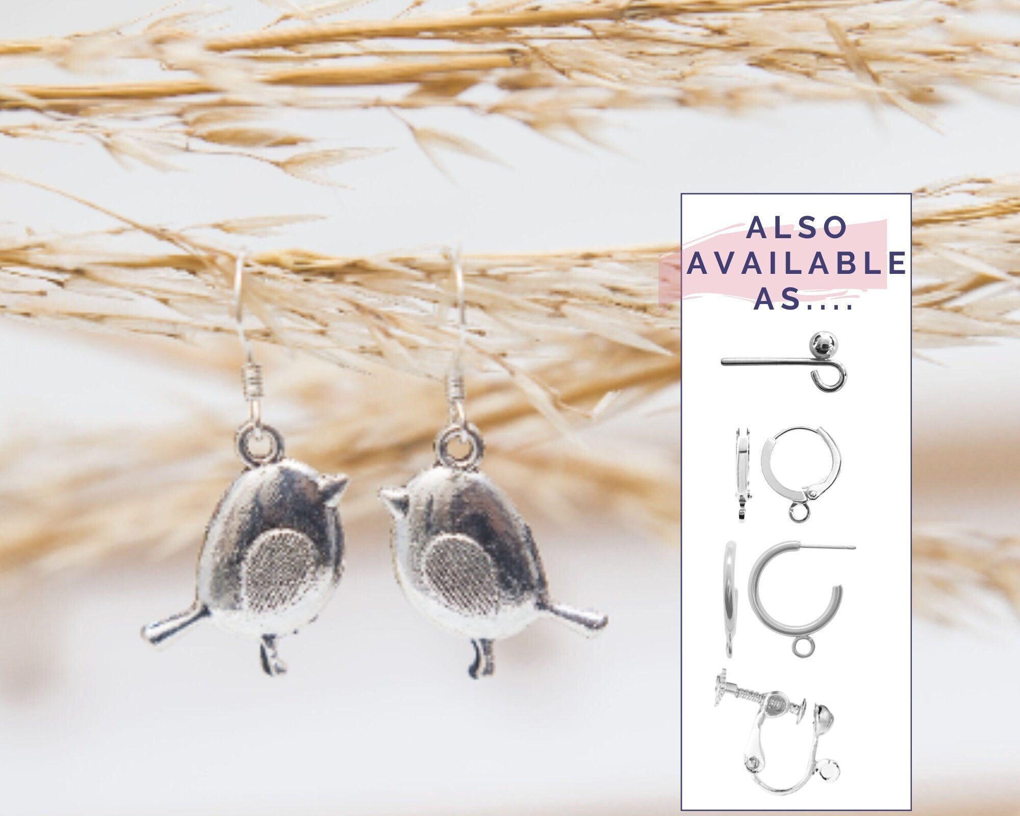 Robin earrings, bird jewellery, dangle drop charms, Christmas gift, remembrance memorial gifts, Robins appear loved ones near, winter animal