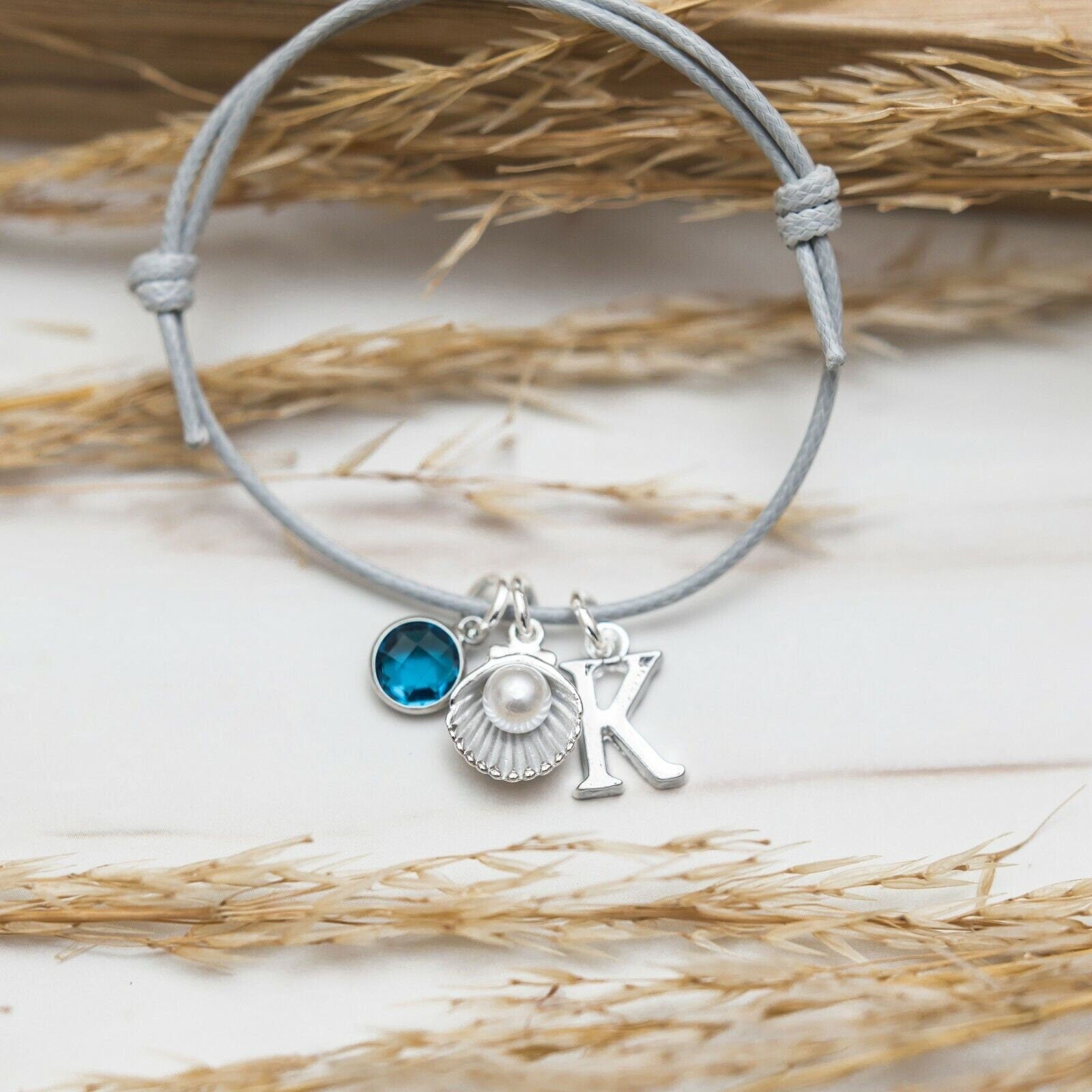 Shell bracelet, wax cord adjustable bracelets, personalised gifts, friendship, pearl jewellery, beach ocean sea