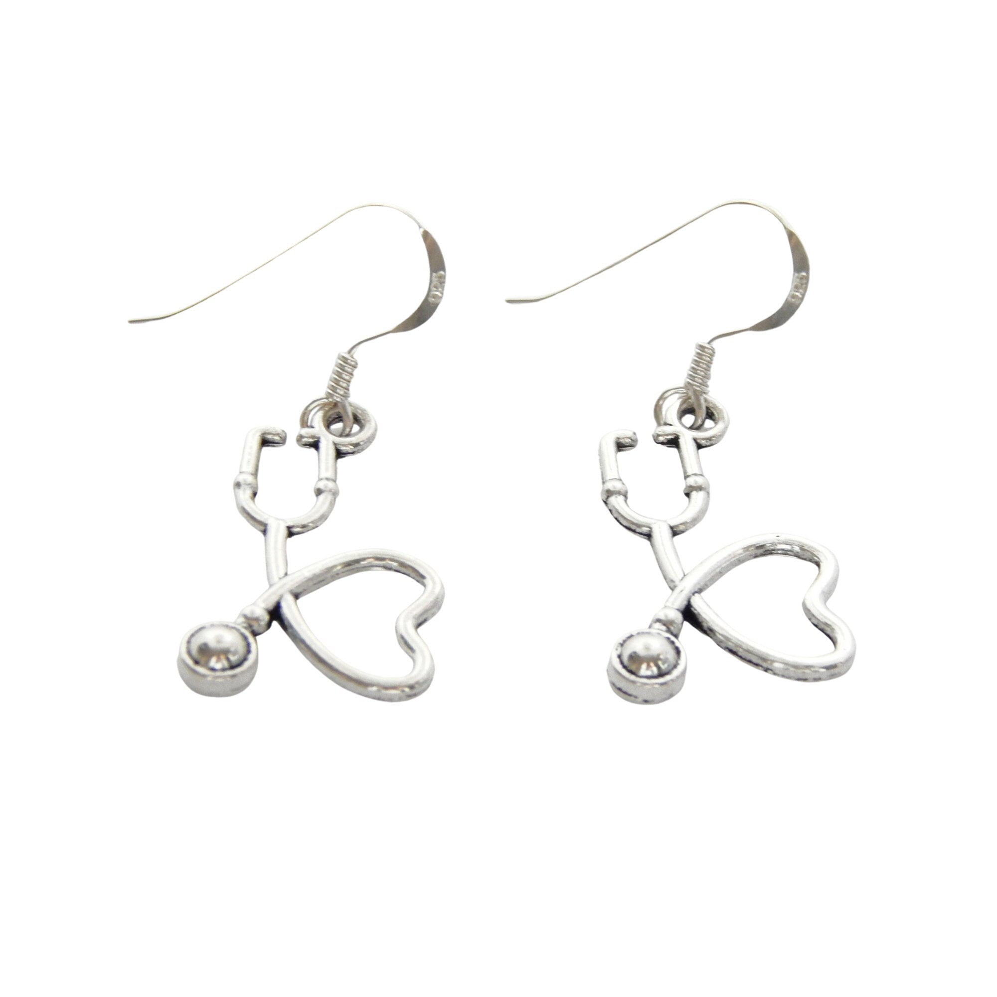 Stethoscope earrings, heart stethoscope jewellery, Doctor Nurse medical student gift, science theme