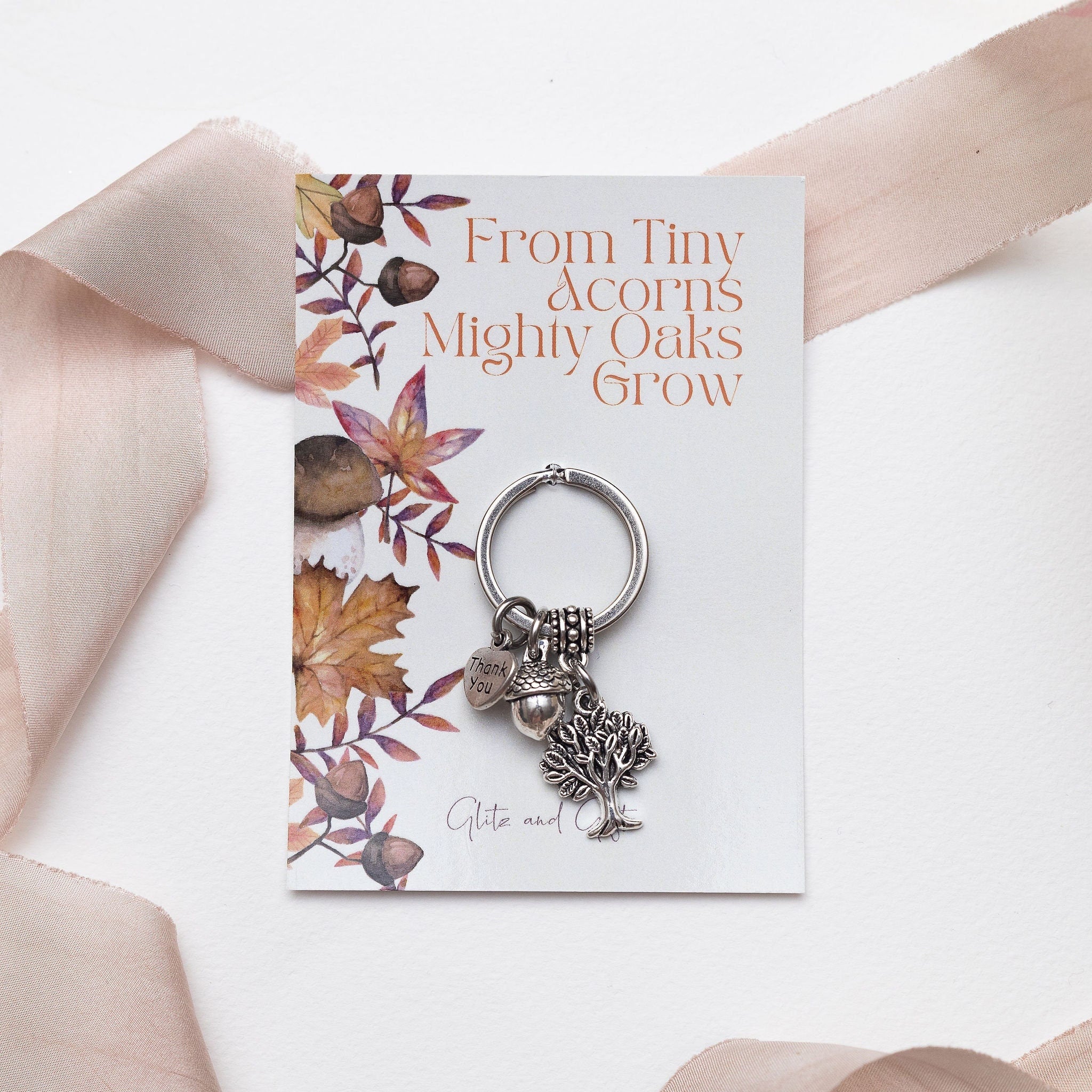 Acorn teacher gift, acorn keyring, nursery nurse gift, teacher thank you gifts, from tiny acorns mighty oaks grow